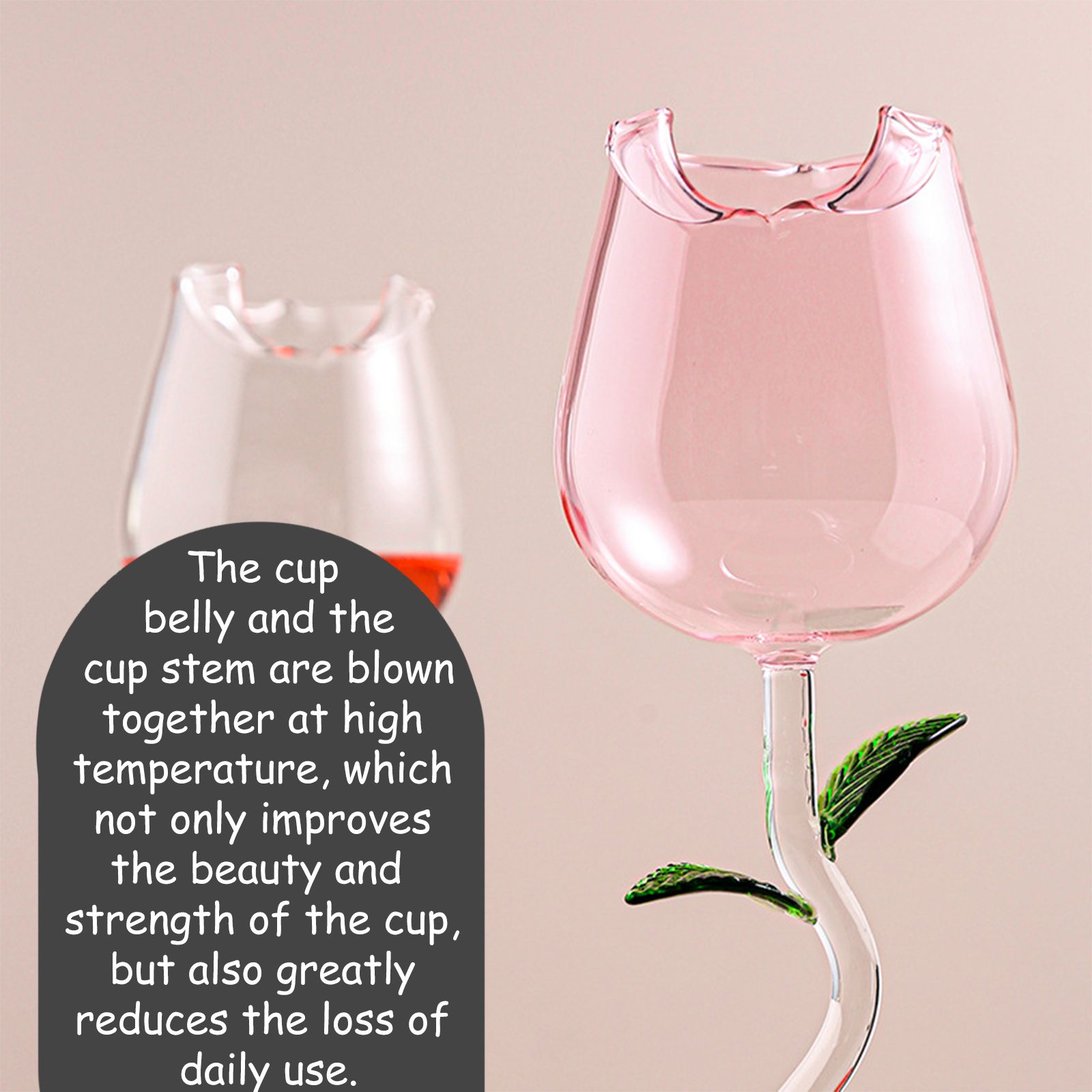 Wine Glass Rose Flower Shape Wine Cup High Borosilicate Glass Cocktail Glass for Party Bar - Image 6
