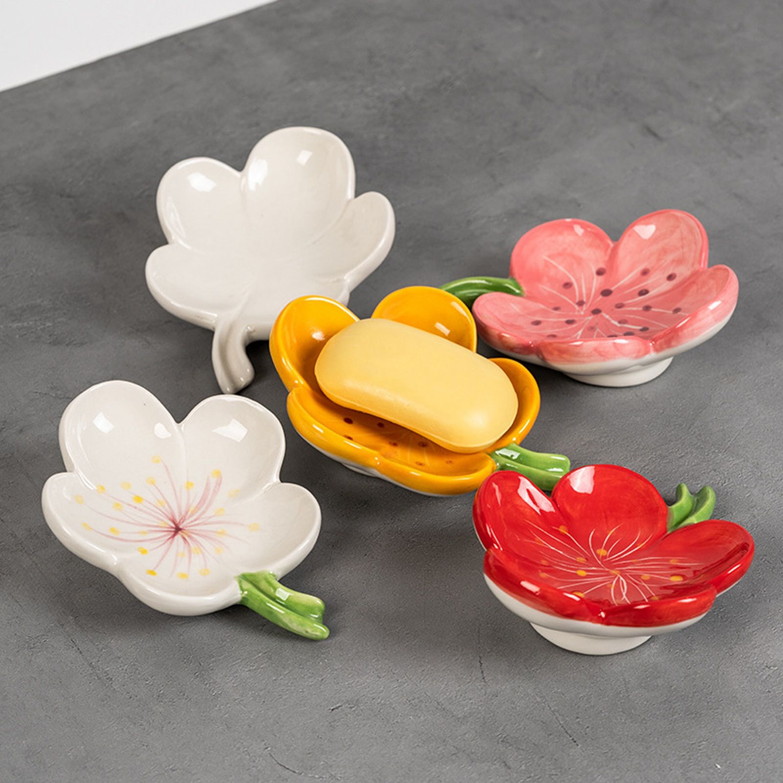 Ceramic Leaf Soap Box Drain Soap Shelf Soap Holder Soap Dish Tray - Image 2