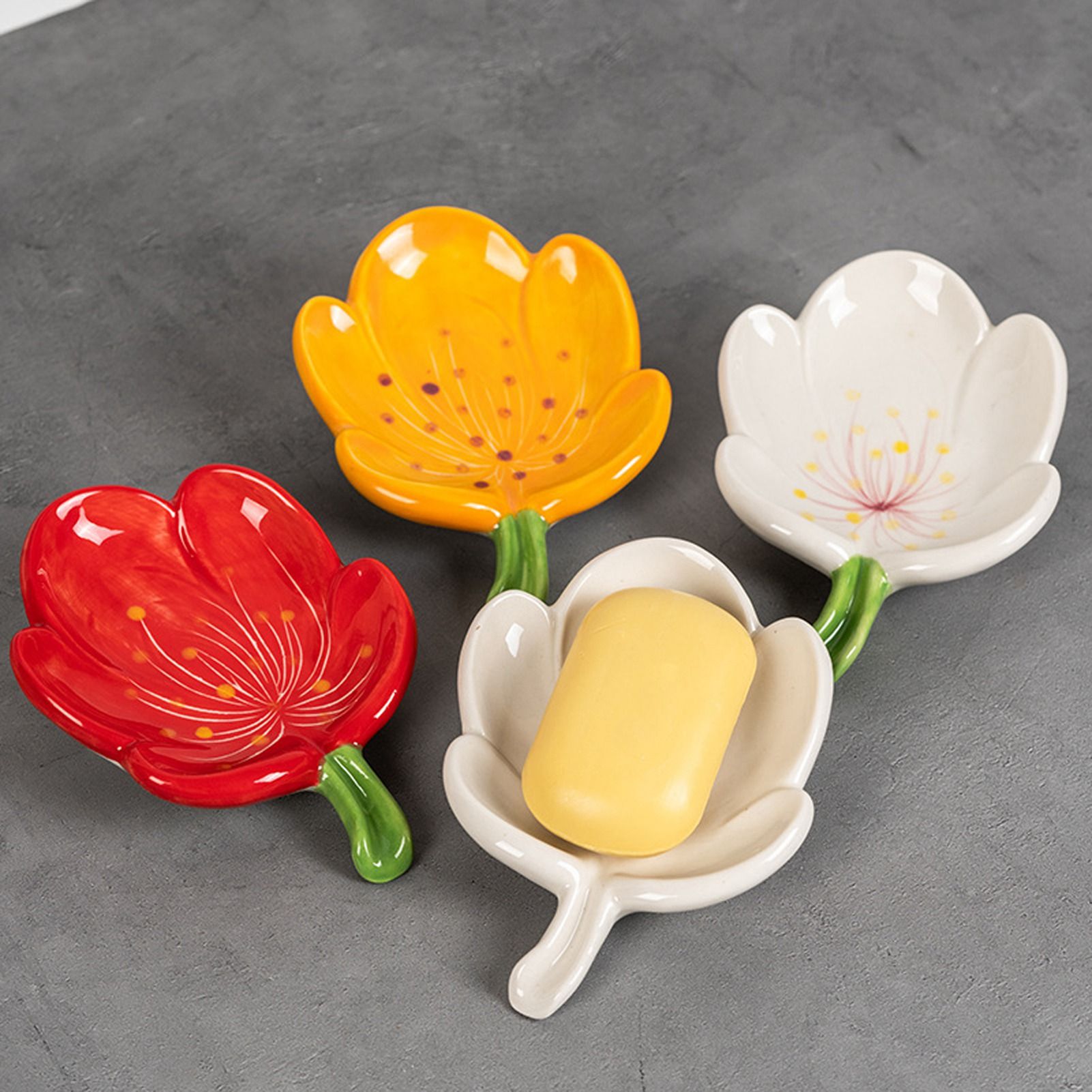 Ceramic Leaf Soap Box Drain Soap Shelf Soap Holder Soap Dish Tray - Image 3