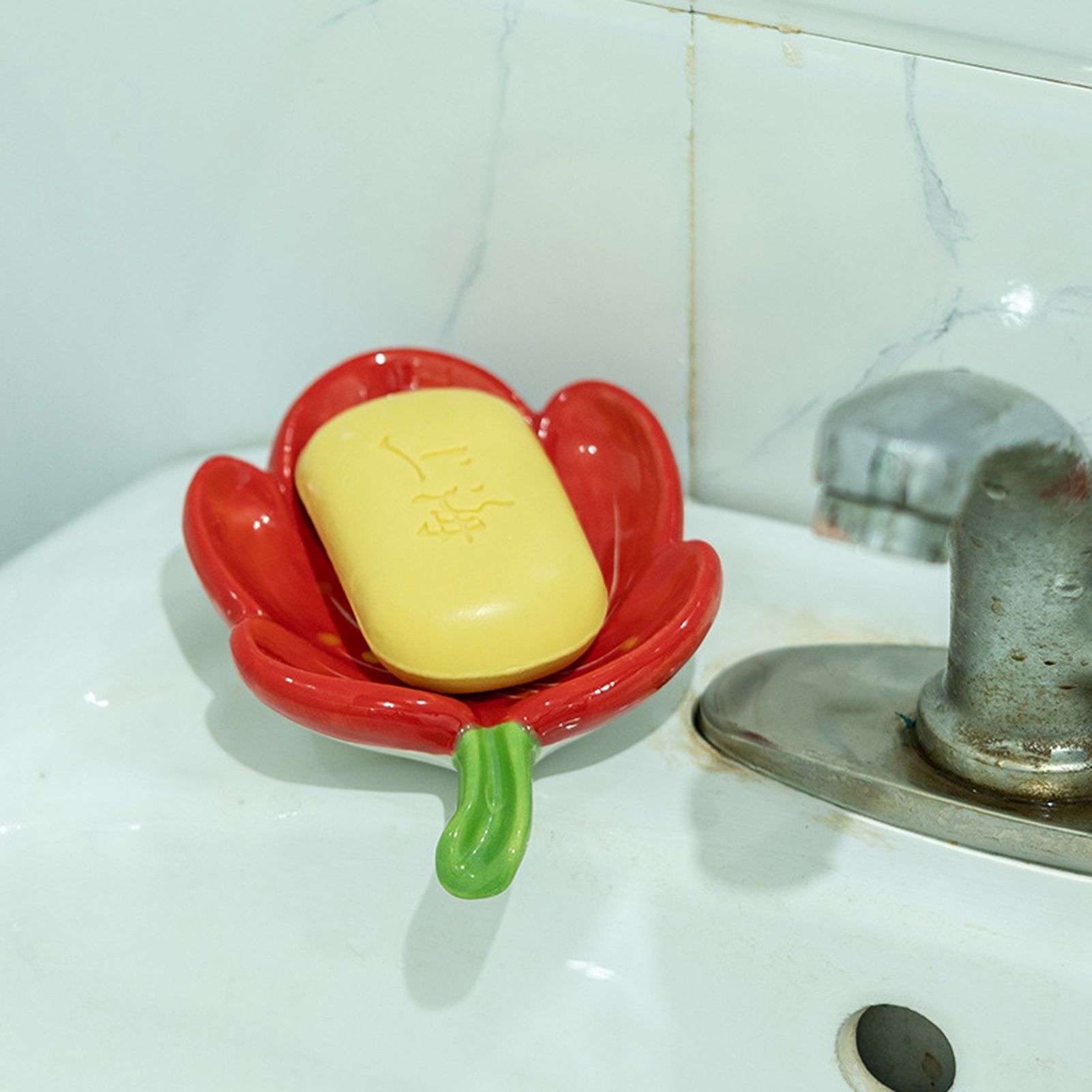 Ceramic Leaf Soap Box Drain Soap Shelf Soap Holder Soap Dish Tray - Image 8