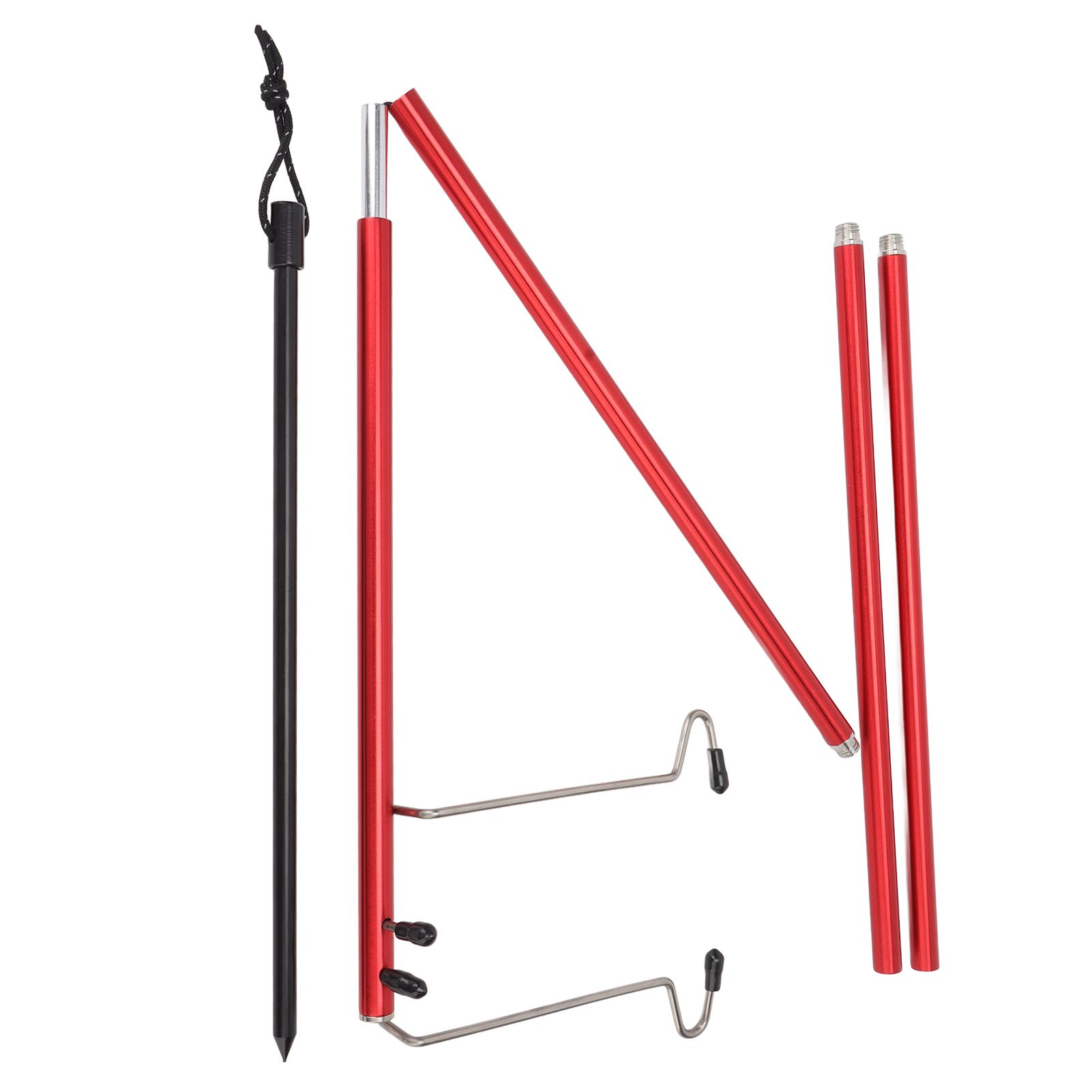Camping Lantern Stand Portable Lightweight Outdoor Camping Aluminum Alloy Lamp Pole Light Hanging Stand Red - Image 2