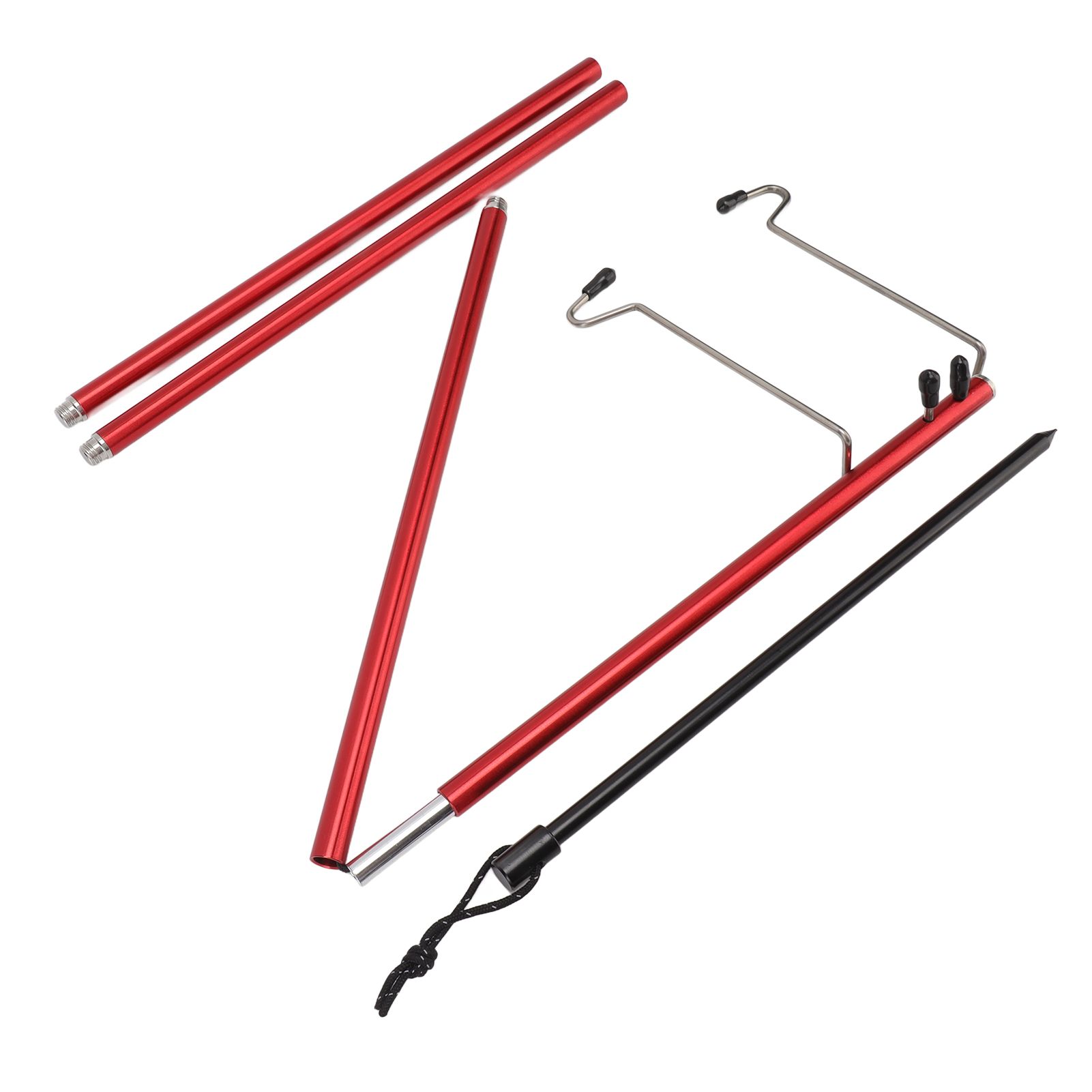 Camping Lantern Stand Portable Lightweight Outdoor Camping Aluminum Alloy Lamp Pole Light Hanging Stand Red - Image 8