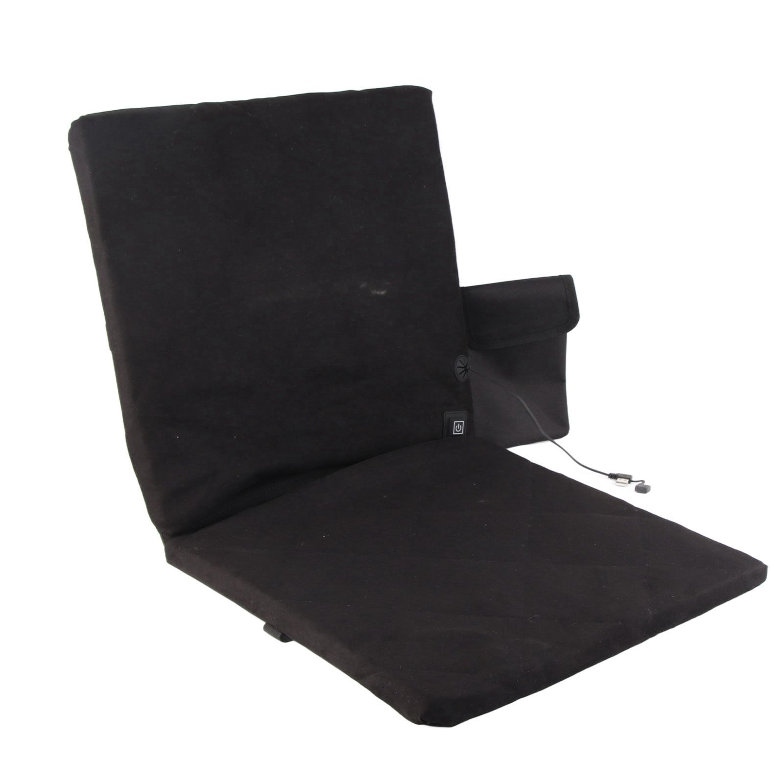 Electric Heating Seat Cushion Foldable Stadium Seats Heated Cover Pads with Backrest for Camping Fishing Hunting Black - Image 6
