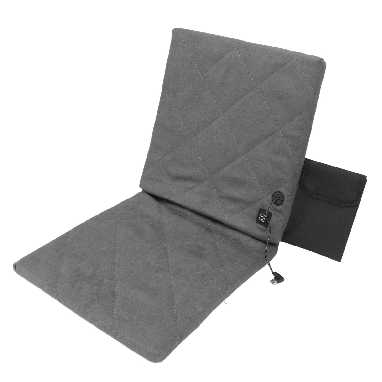 Electric Heating Seat Cushion Foldable Stadium Seats Heated Cover Pads with Backrest for Camping Fishing Hunting Grey - Image 3