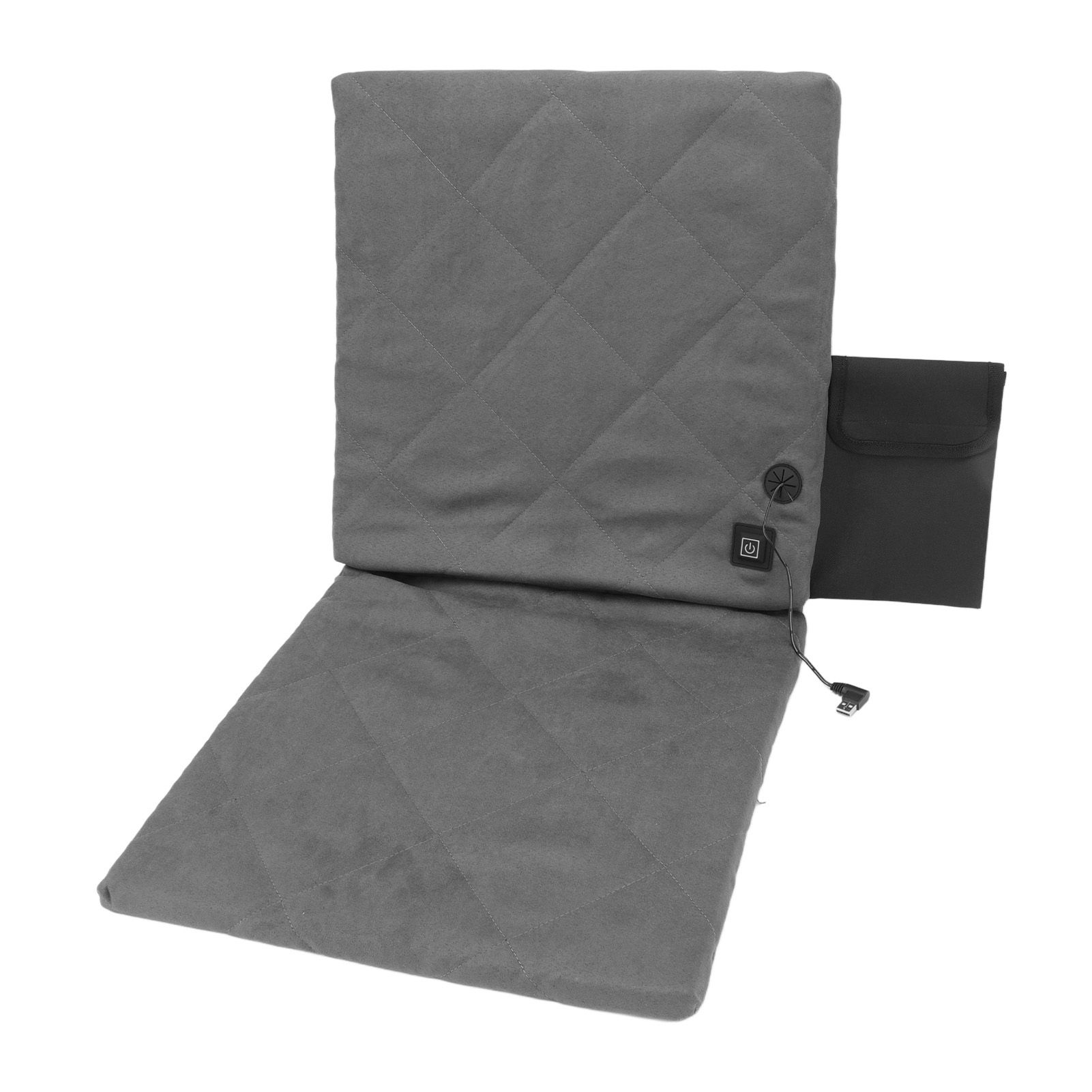 Electric Heating Seat Cushion Foldable Stadium Seats Heated Cover Pads with Backrest for Camping Fishing Hunting Grey - Image 4