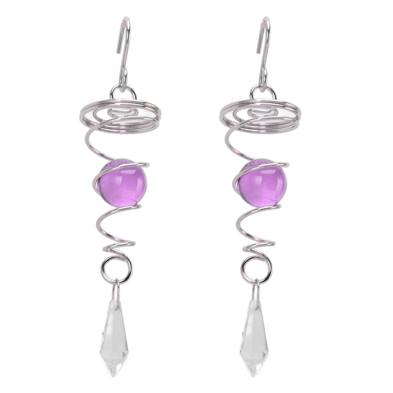 2Pcs Gazing Ball Spiral Tail Wind Spinner Stabilizer Stainless Steel Spiral Wind Chimes for Outside Purple - Image 1