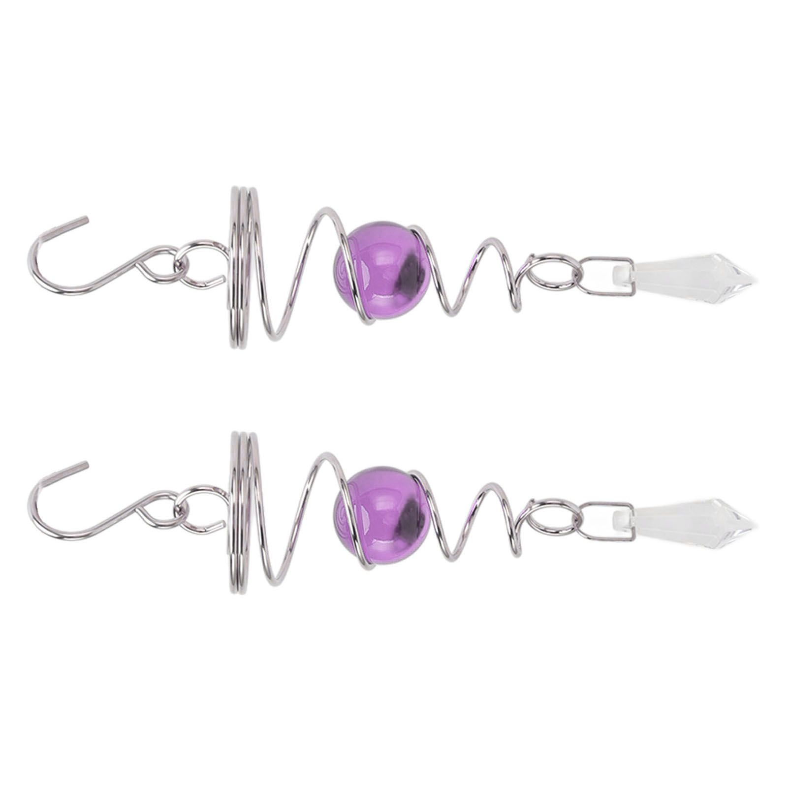 2Pcs Gazing Ball Spiral Tail Wind Spinner Stabilizer Stainless Steel Spiral Wind Chimes for Outside Purple - Image 2