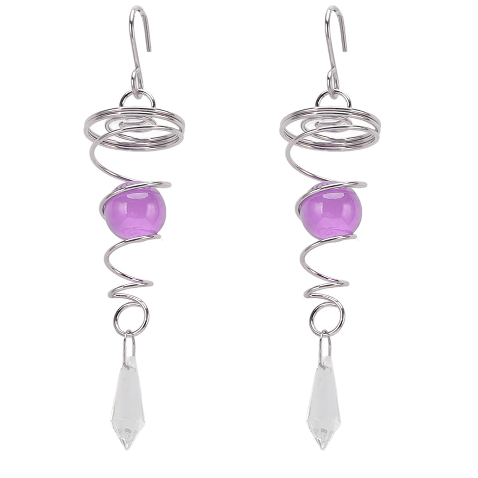 2Pcs Gazing Ball Spiral Tail Wind Spinner Stabilizer Stainless Steel Spiral Wind Chimes for Outside Purple - Image 3