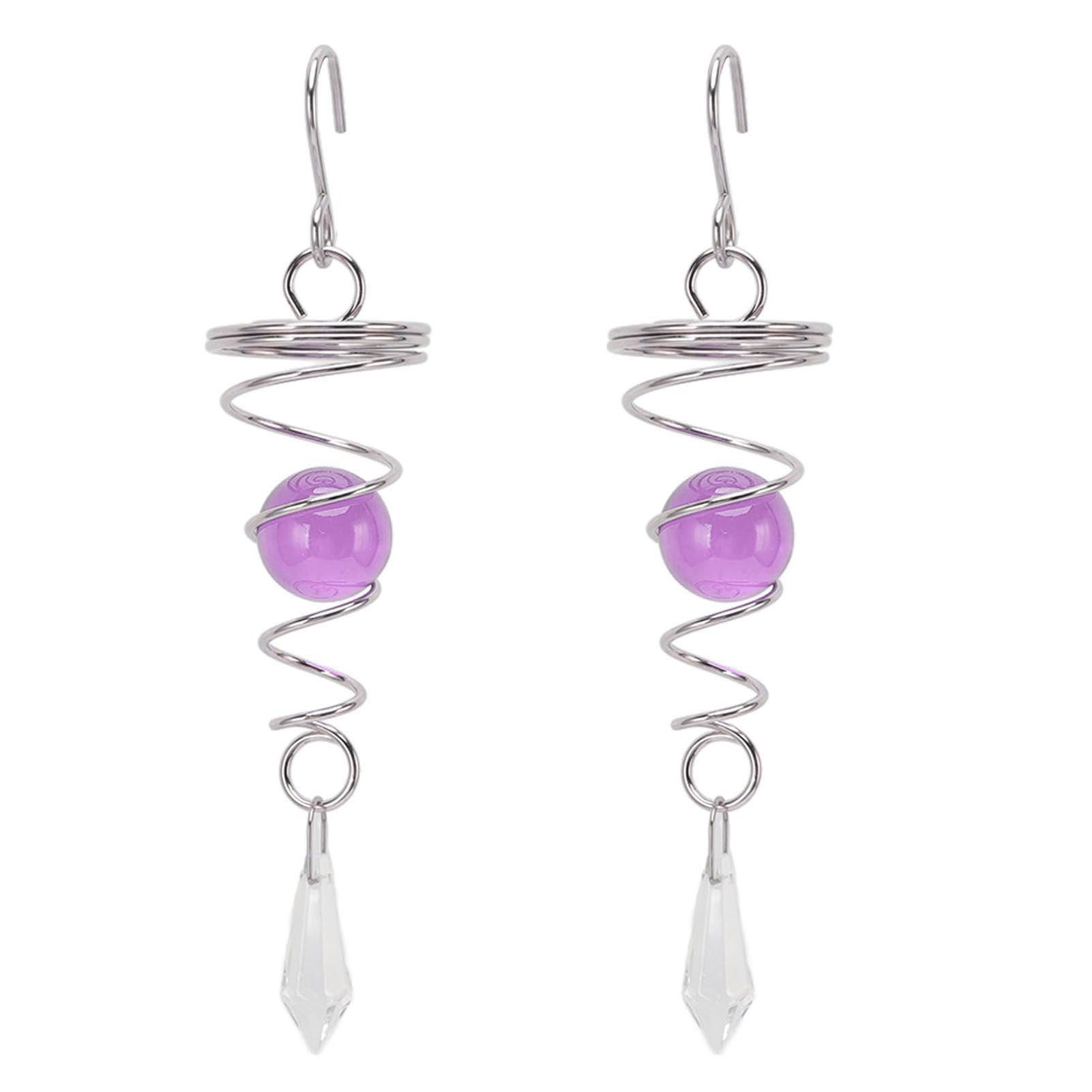 2Pcs Gazing Ball Spiral Tail Wind Spinner Stabilizer Stainless Steel Spiral Wind Chimes for Outside Purple - Image 4