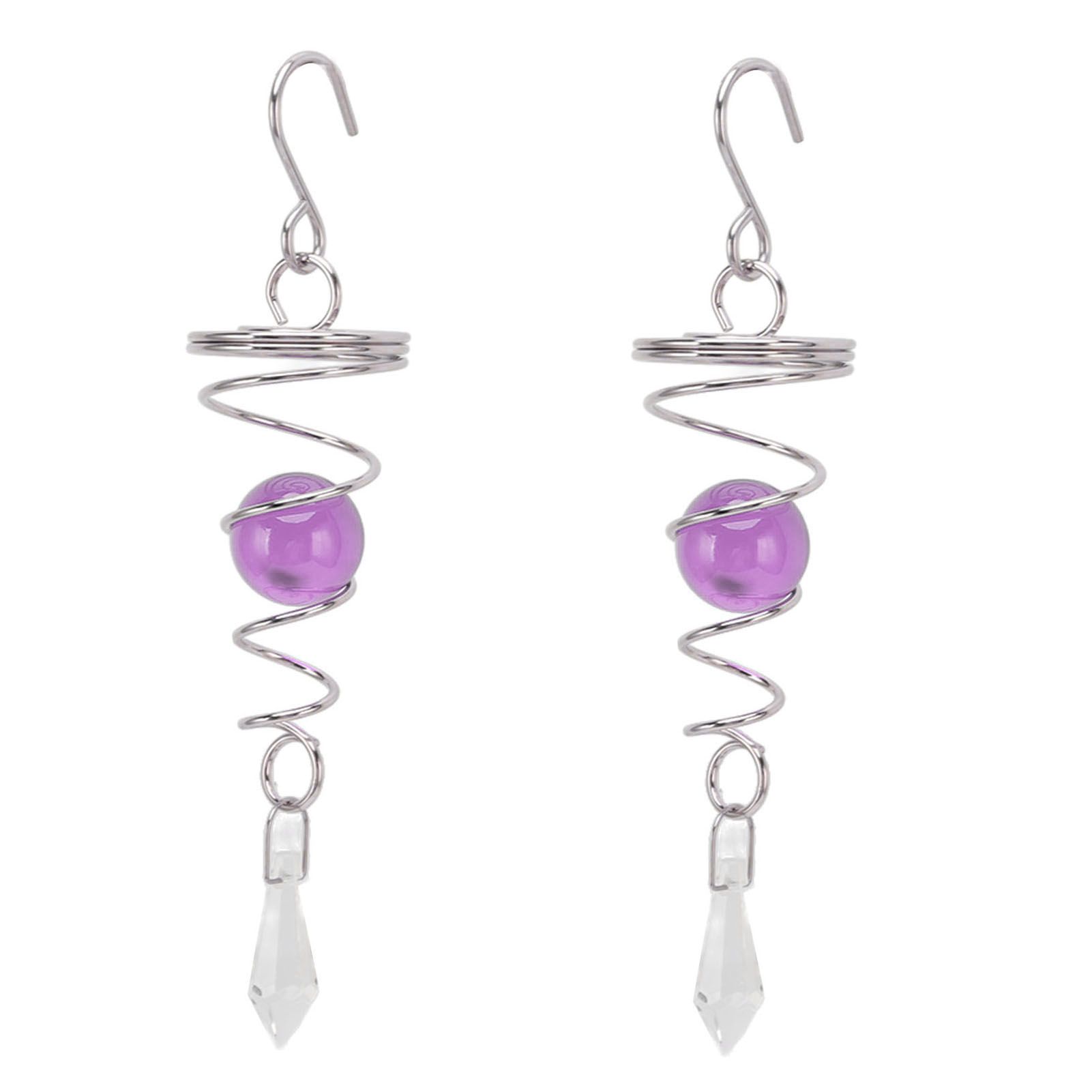 2Pcs Gazing Ball Spiral Tail Wind Spinner Stabilizer Stainless Steel Spiral Wind Chimes for Outside Purple - Image 5