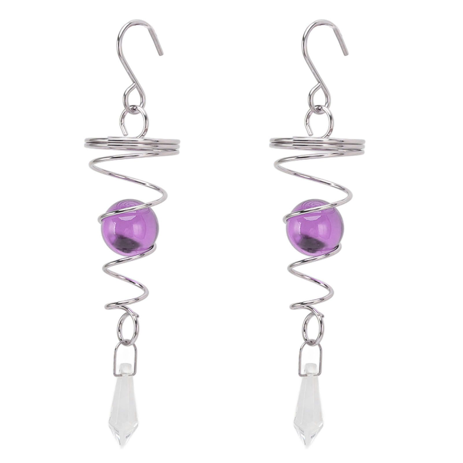 2Pcs Gazing Ball Spiral Tail Wind Spinner Stabilizer Stainless Steel Spiral Wind Chimes for Outside Purple - Image 6