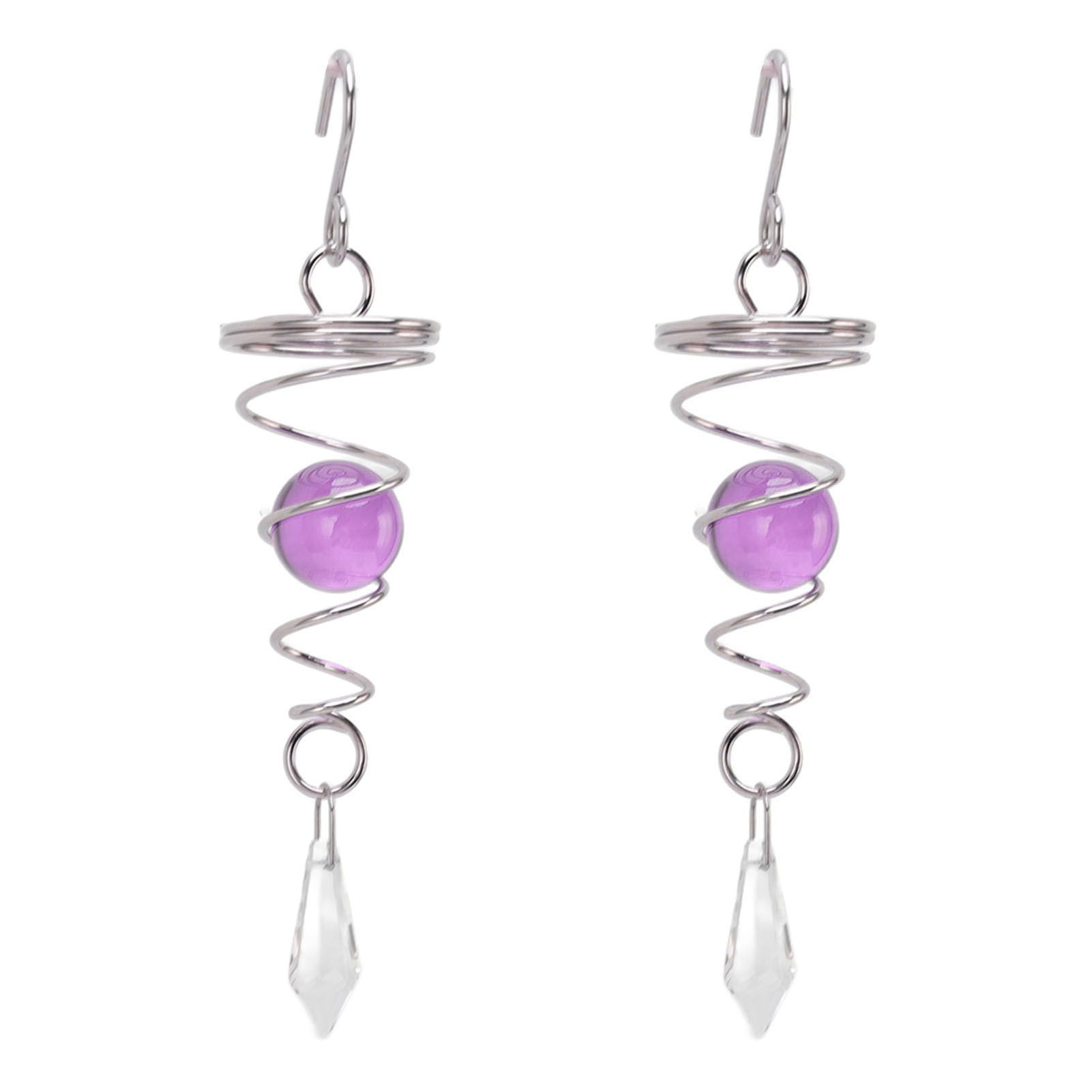 2Pcs Gazing Ball Spiral Tail Wind Spinner Stabilizer Stainless Steel Spiral Wind Chimes for Outside Purple - Image 7