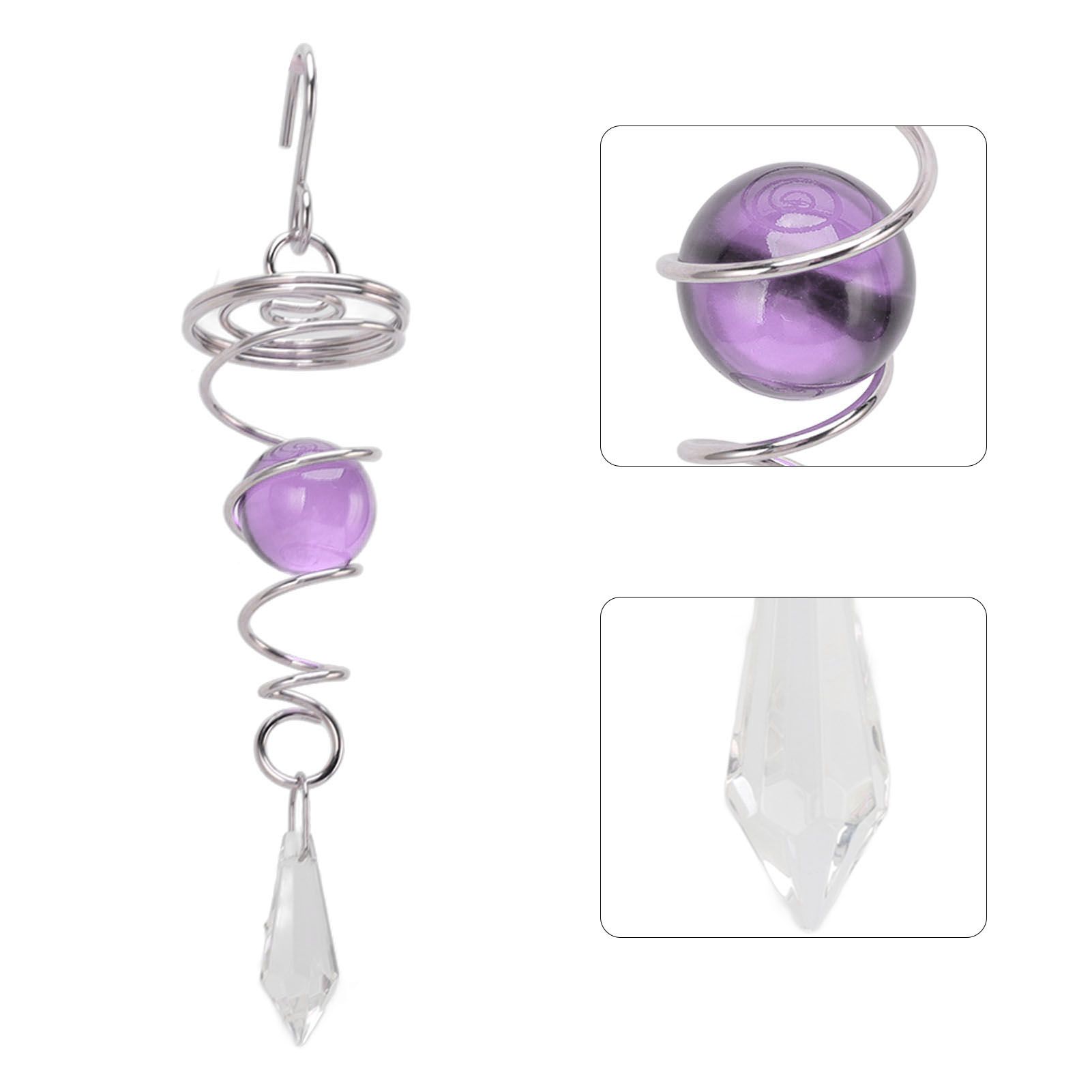 2Pcs Gazing Ball Spiral Tail Wind Spinner Stabilizer Stainless Steel Spiral Wind Chimes for Outside Purple - Image 8