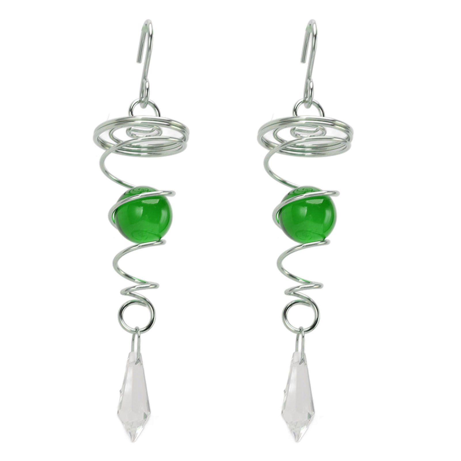 2Pcs Gazing Ball Spiral Tail Wind Spinner Stabilizer Stainless Steel Spiral Wind Chimes for Outside Green - Image 1