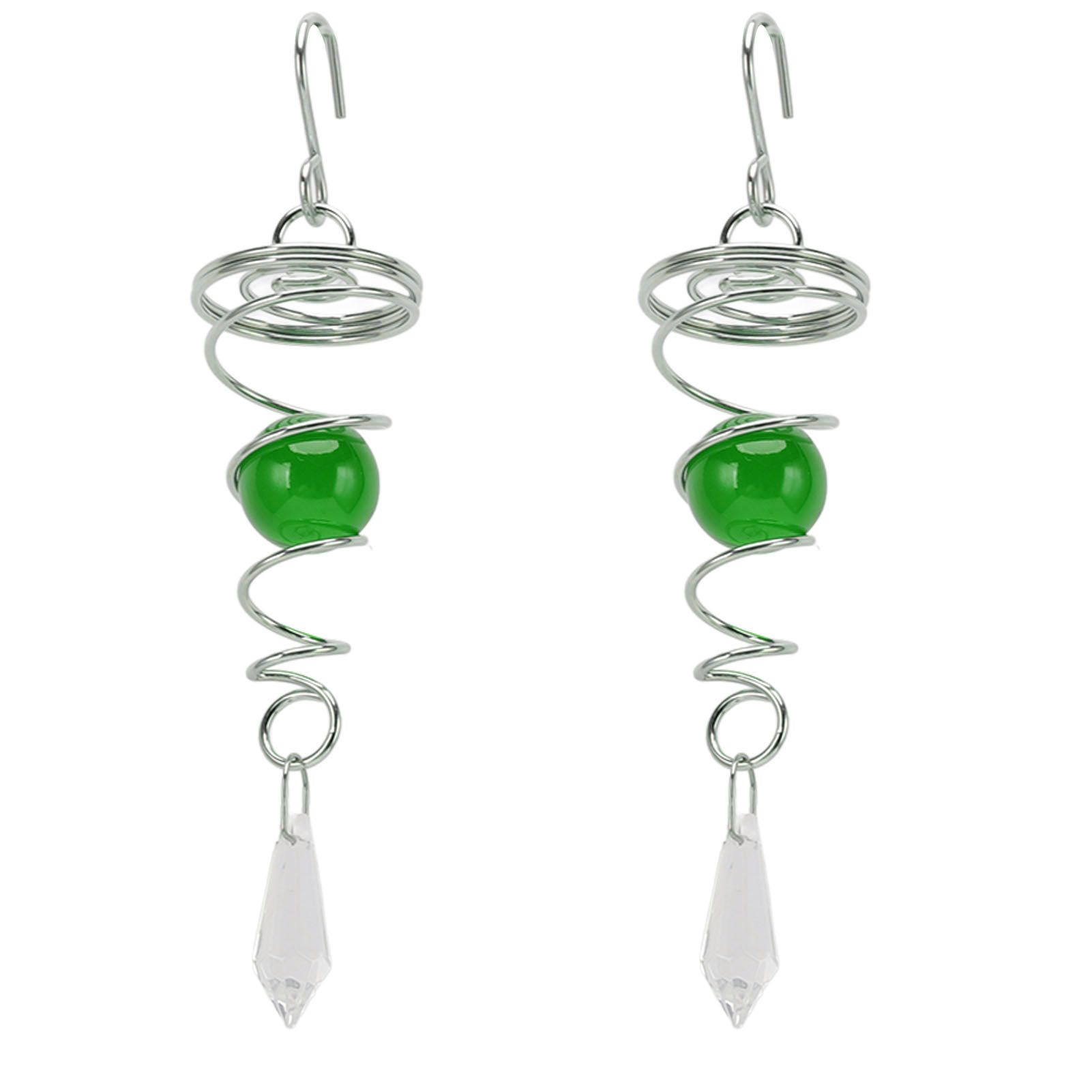 2Pcs Gazing Ball Spiral Tail Wind Spinner Stabilizer Stainless Steel Spiral Wind Chimes for Outside Green - Image 3