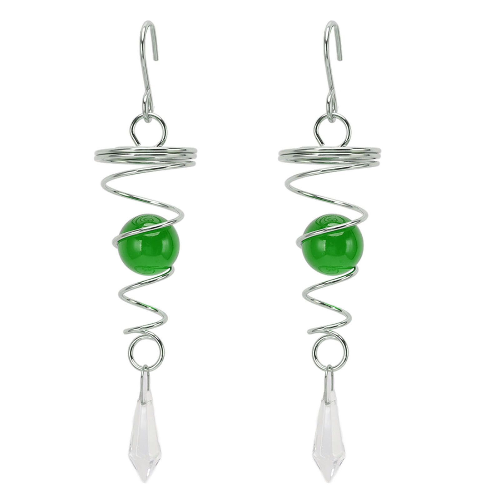 2Pcs Gazing Ball Spiral Tail Wind Spinner Stabilizer Stainless Steel Spiral Wind Chimes for Outside Green - Image 4