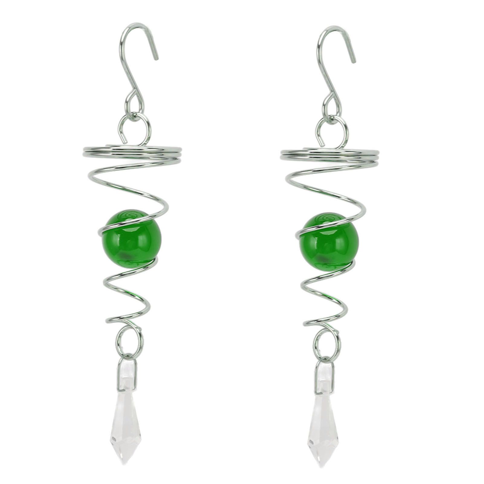 2Pcs Gazing Ball Spiral Tail Wind Spinner Stabilizer Stainless Steel Spiral Wind Chimes for Outside Green - Image 5