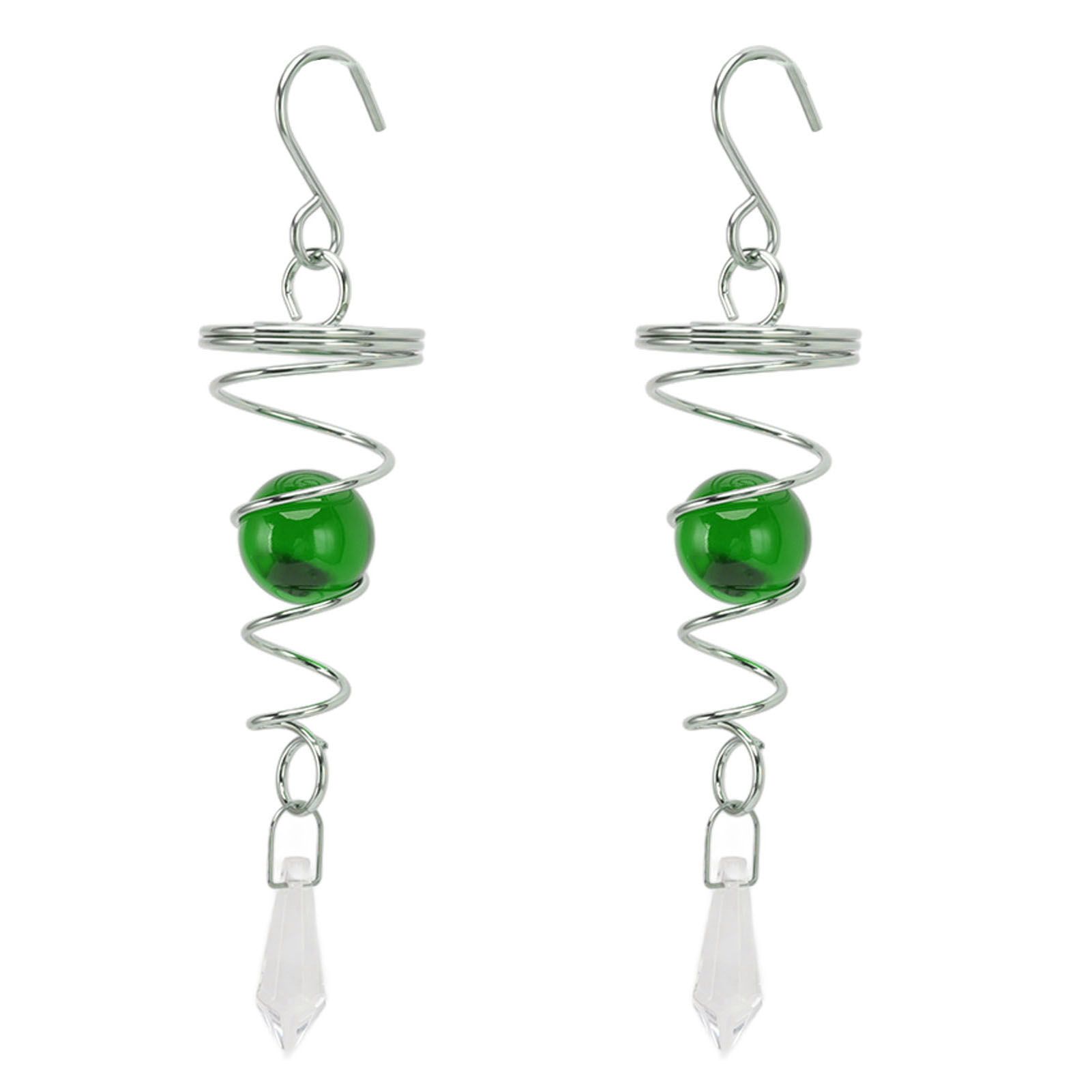 2Pcs Gazing Ball Spiral Tail Wind Spinner Stabilizer Stainless Steel Spiral Wind Chimes for Outside Green - Image 6
