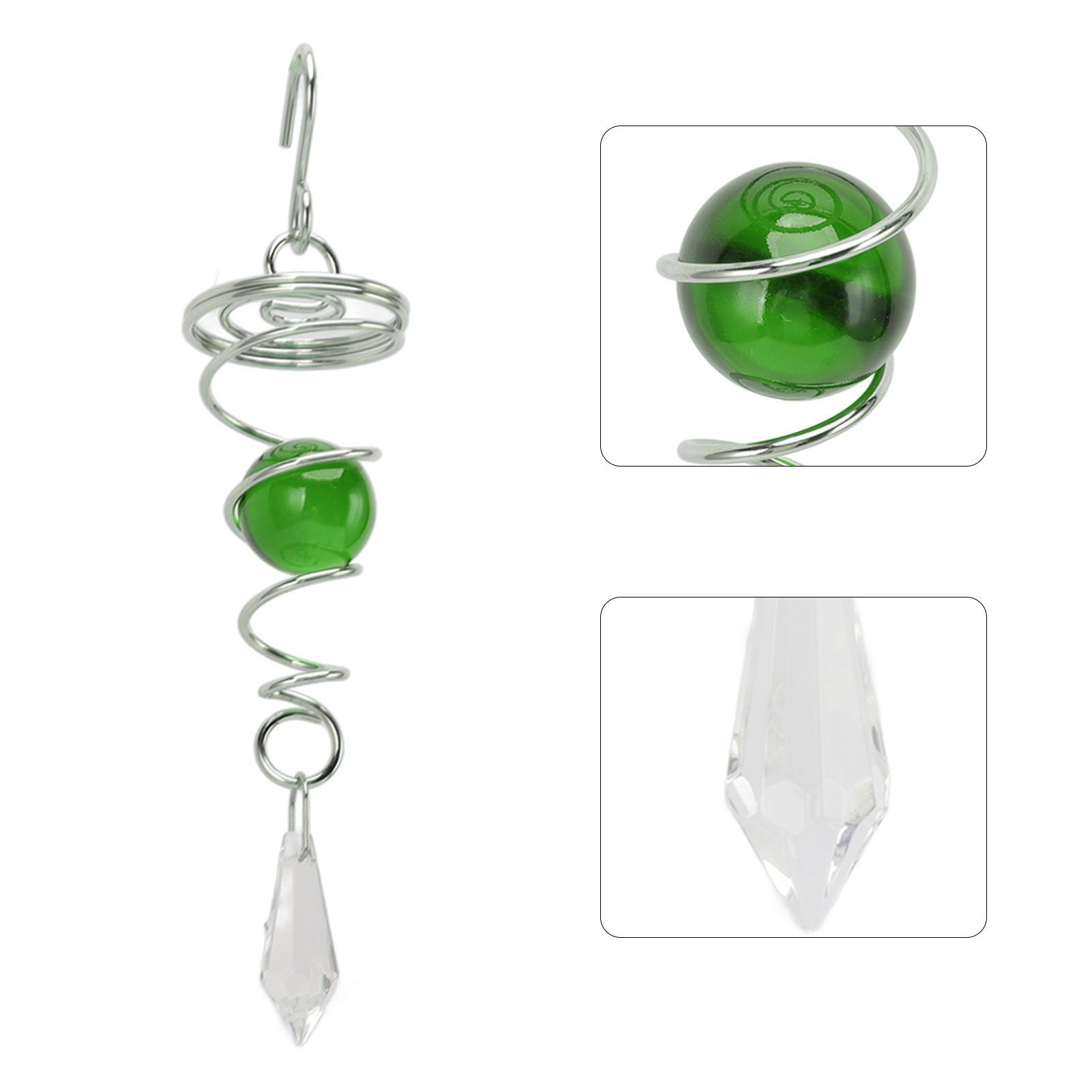 2Pcs Gazing Ball Spiral Tail Wind Spinner Stabilizer Stainless Steel Spiral Wind Chimes for Outside Green - Image 8