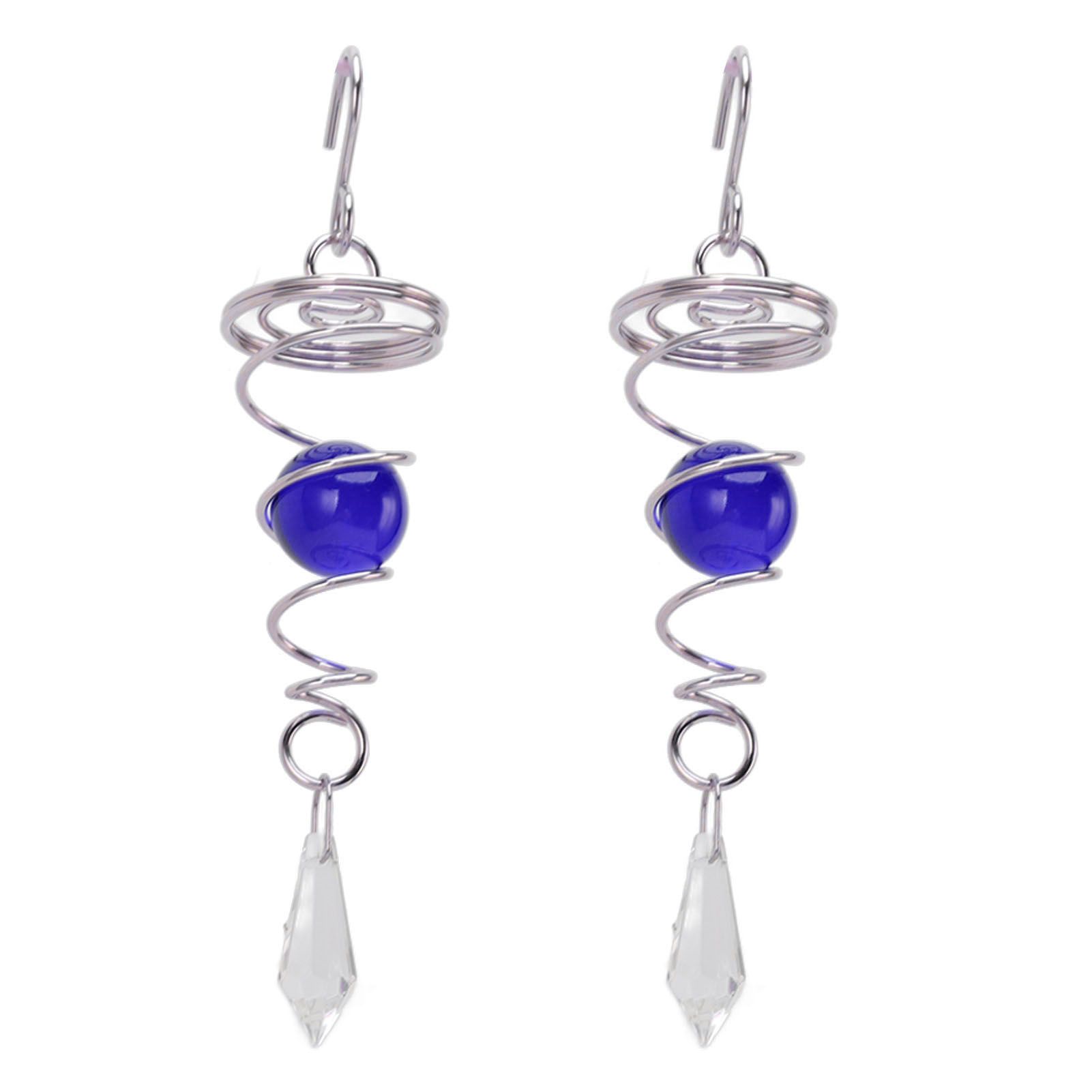 2Pcs Gazing Ball Spiral Tail Wind Spinner Stabilizer Stainless Steel Spiral Wind Chimes for Outside Blue - Image 1