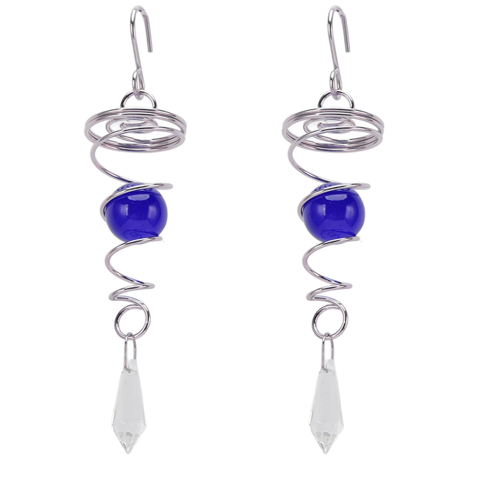 2Pcs Gazing Ball Spiral Tail Wind Spinner Stabilizer Stainless Steel Spiral Wind Chimes for Outside Blue - Image 3