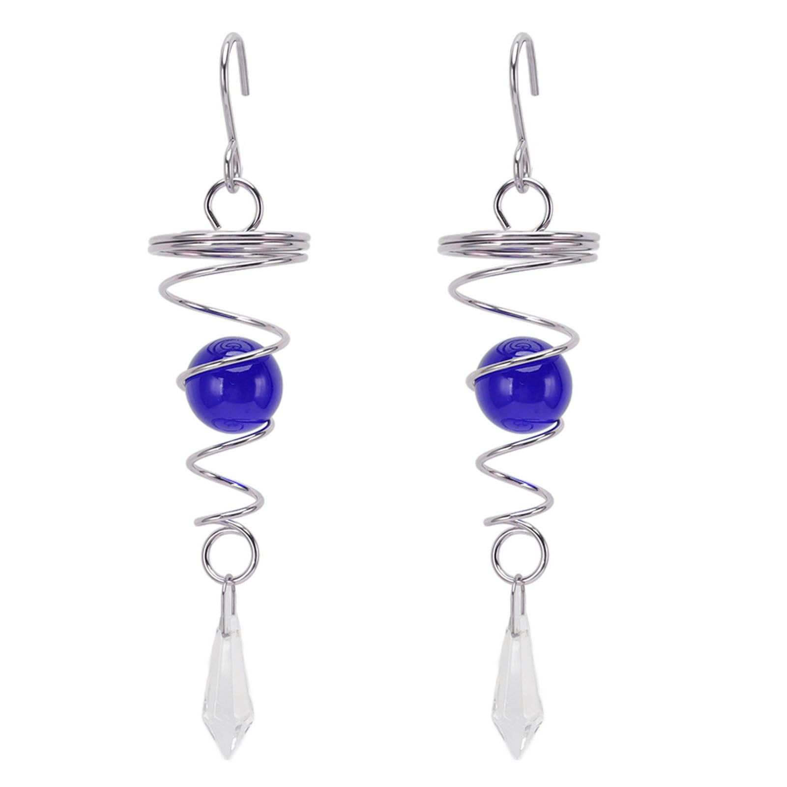 2Pcs Gazing Ball Spiral Tail Wind Spinner Stabilizer Stainless Steel Spiral Wind Chimes for Outside Blue - Image 4