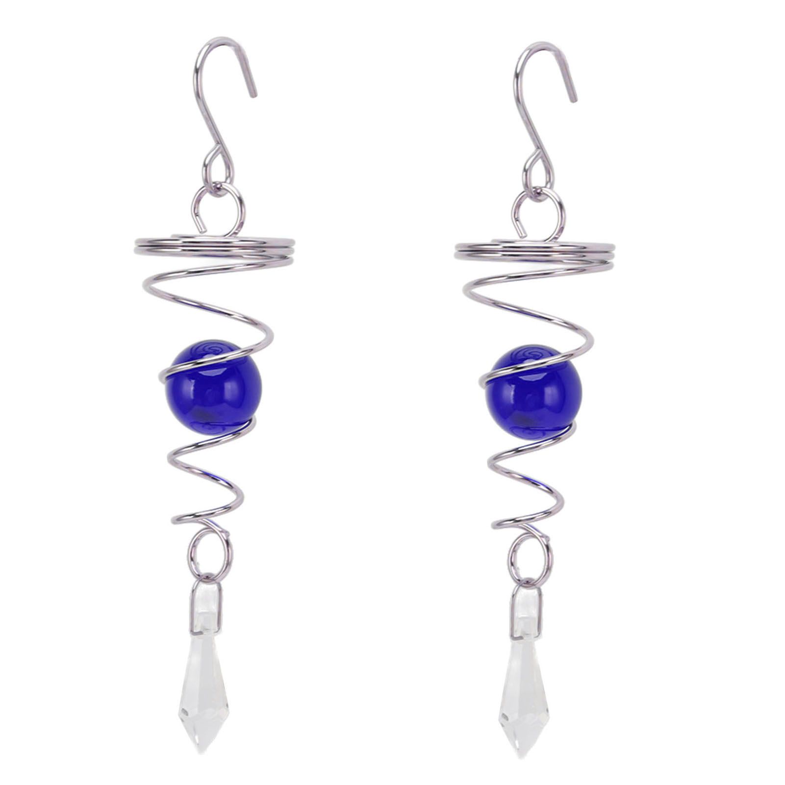 2Pcs Gazing Ball Spiral Tail Wind Spinner Stabilizer Stainless Steel Spiral Wind Chimes for Outside Blue - Image 5