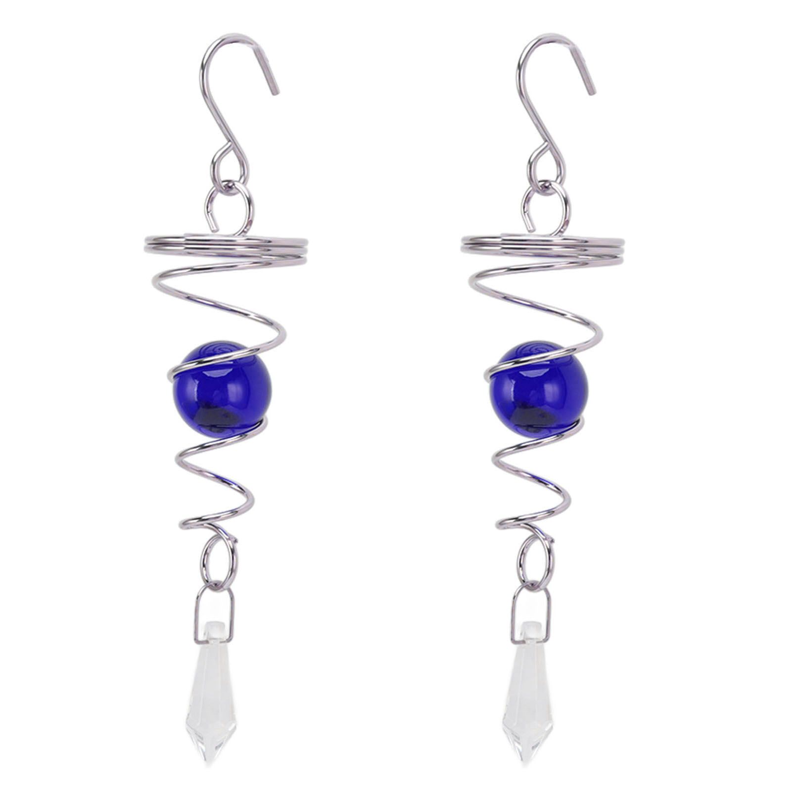 2Pcs Gazing Ball Spiral Tail Wind Spinner Stabilizer Stainless Steel Spiral Wind Chimes for Outside Blue - Image 6