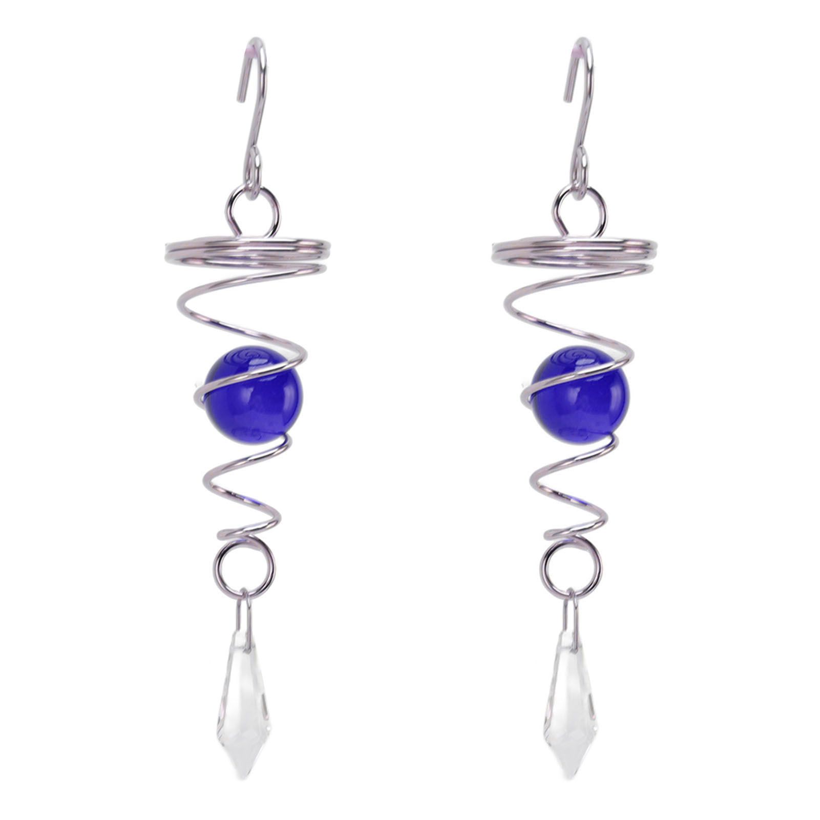 2Pcs Gazing Ball Spiral Tail Wind Spinner Stabilizer Stainless Steel Spiral Wind Chimes for Outside Blue - Image 7