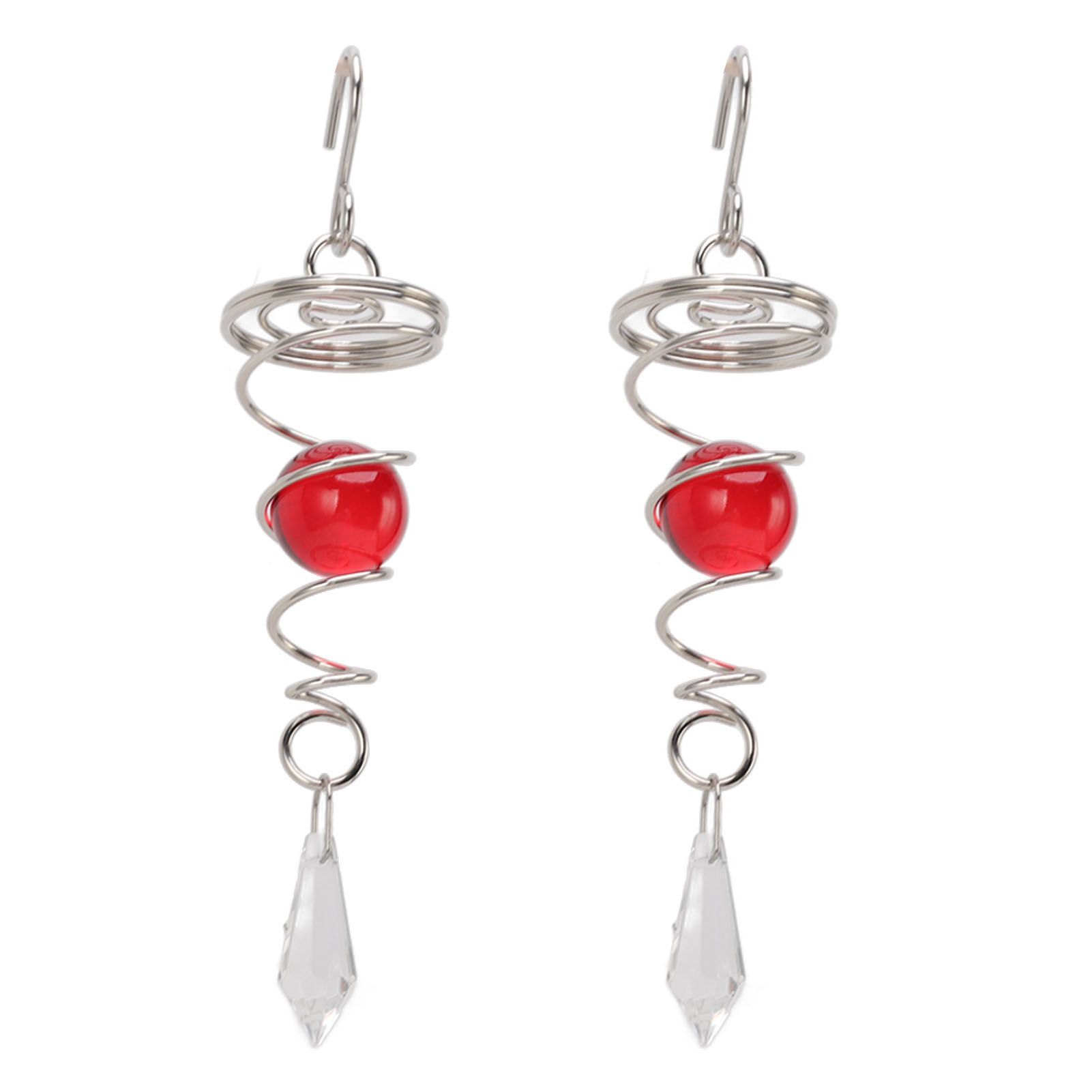 2Pcs Gazing Ball Spiral Tail Wind Spinner Stabilizer Stainless Steel Spiral Wind Chimes for Outside Red - Image 3