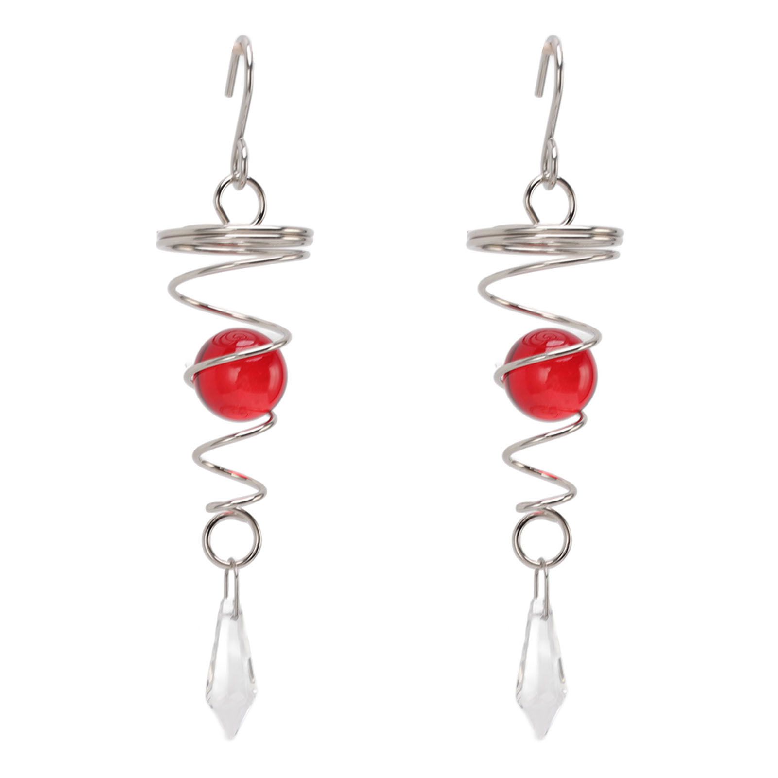2Pcs Gazing Ball Spiral Tail Wind Spinner Stabilizer Stainless Steel Spiral Wind Chimes for Outside Red - Image 4