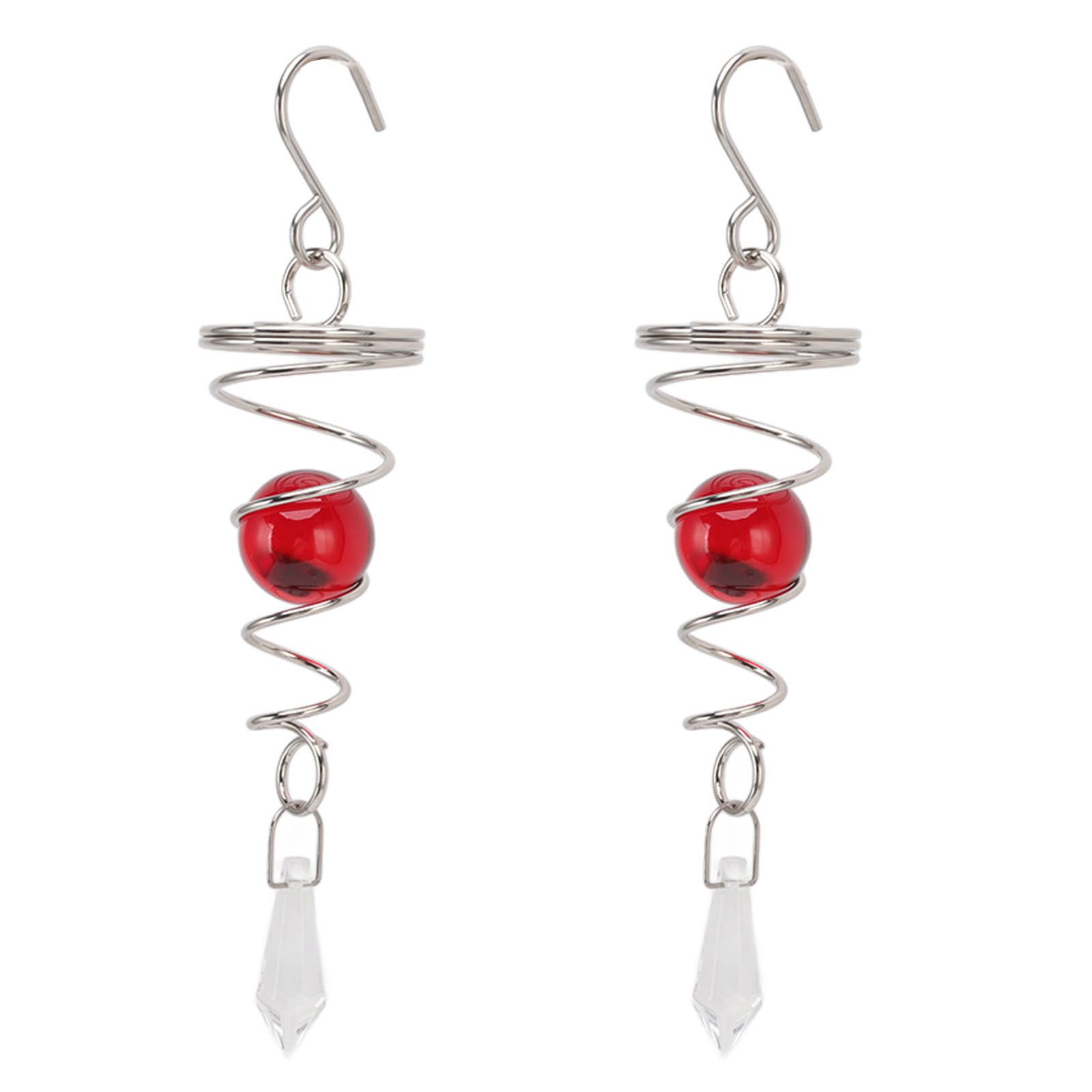 2Pcs Gazing Ball Spiral Tail Wind Spinner Stabilizer Stainless Steel Spiral Wind Chimes for Outside Red - Image 5