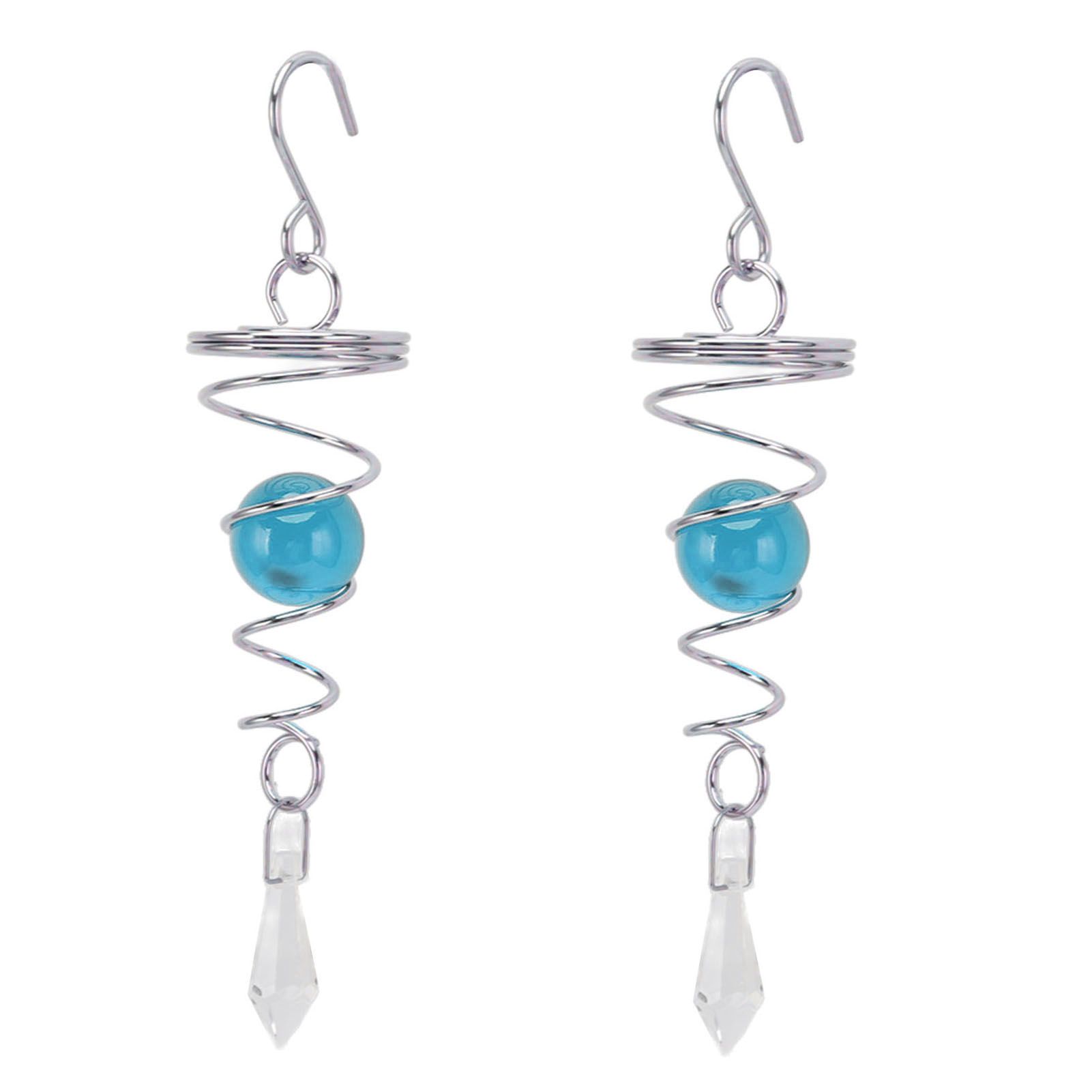 2Pcs Gazing Ball Spiral Tail Wind Spinner Stabilizer Stainless Steel Spiral Wind Chimes for Outside Lake Blue - Image 5