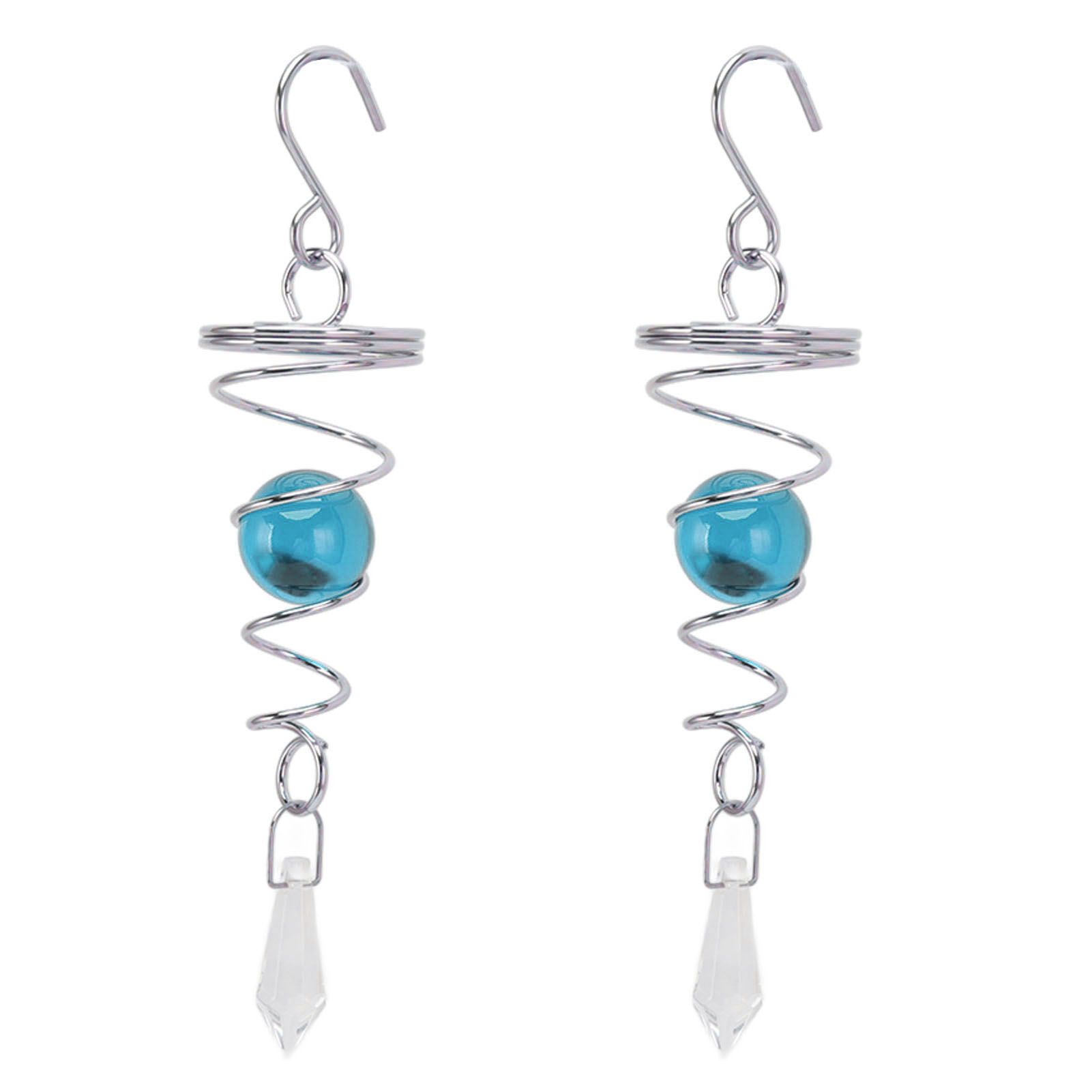 2Pcs Gazing Ball Spiral Tail Wind Spinner Stabilizer Stainless Steel Spiral Wind Chimes for Outside Lake Blue - Image 6