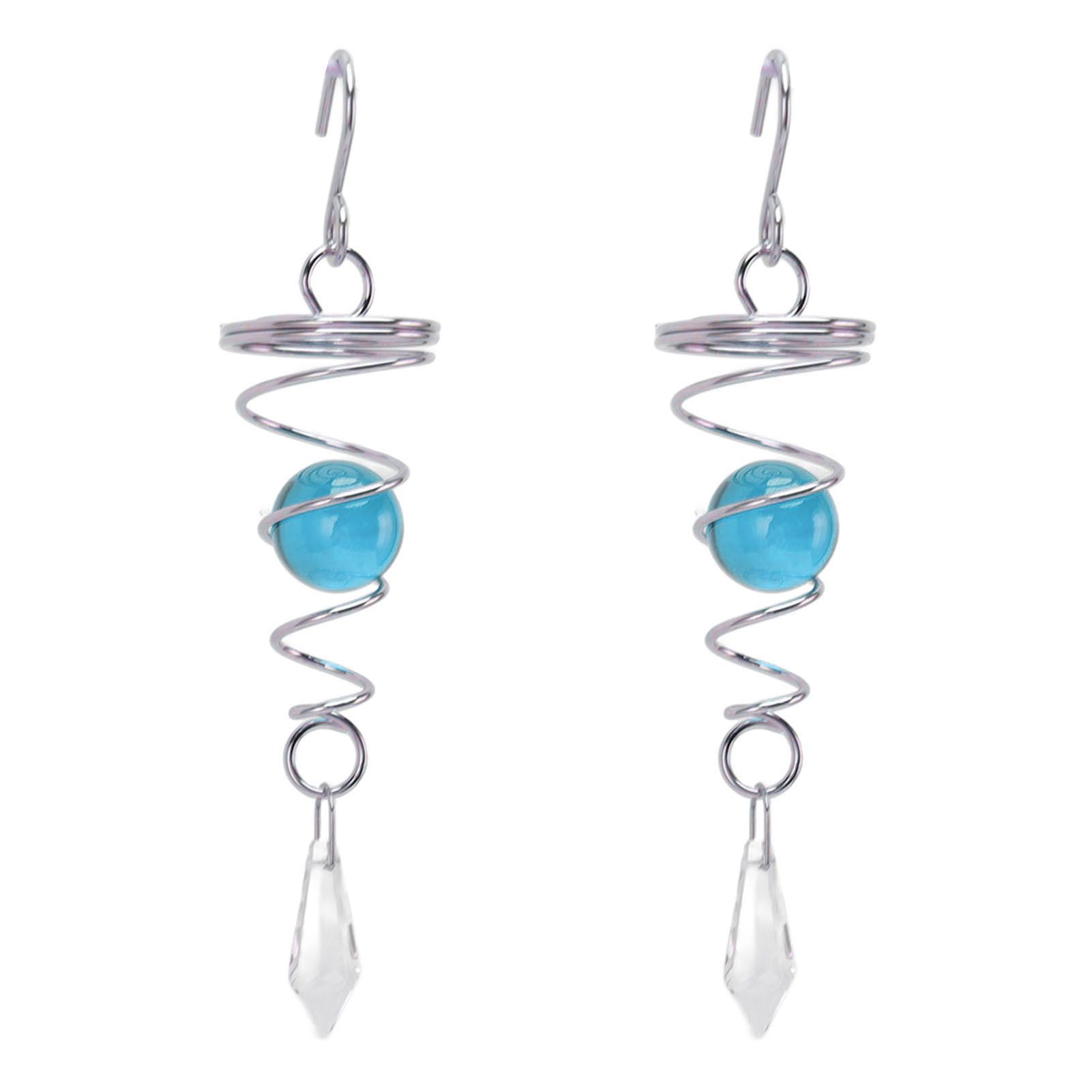 2Pcs Gazing Ball Spiral Tail Wind Spinner Stabilizer Stainless Steel Spiral Wind Chimes for Outside Lake Blue - Image 7