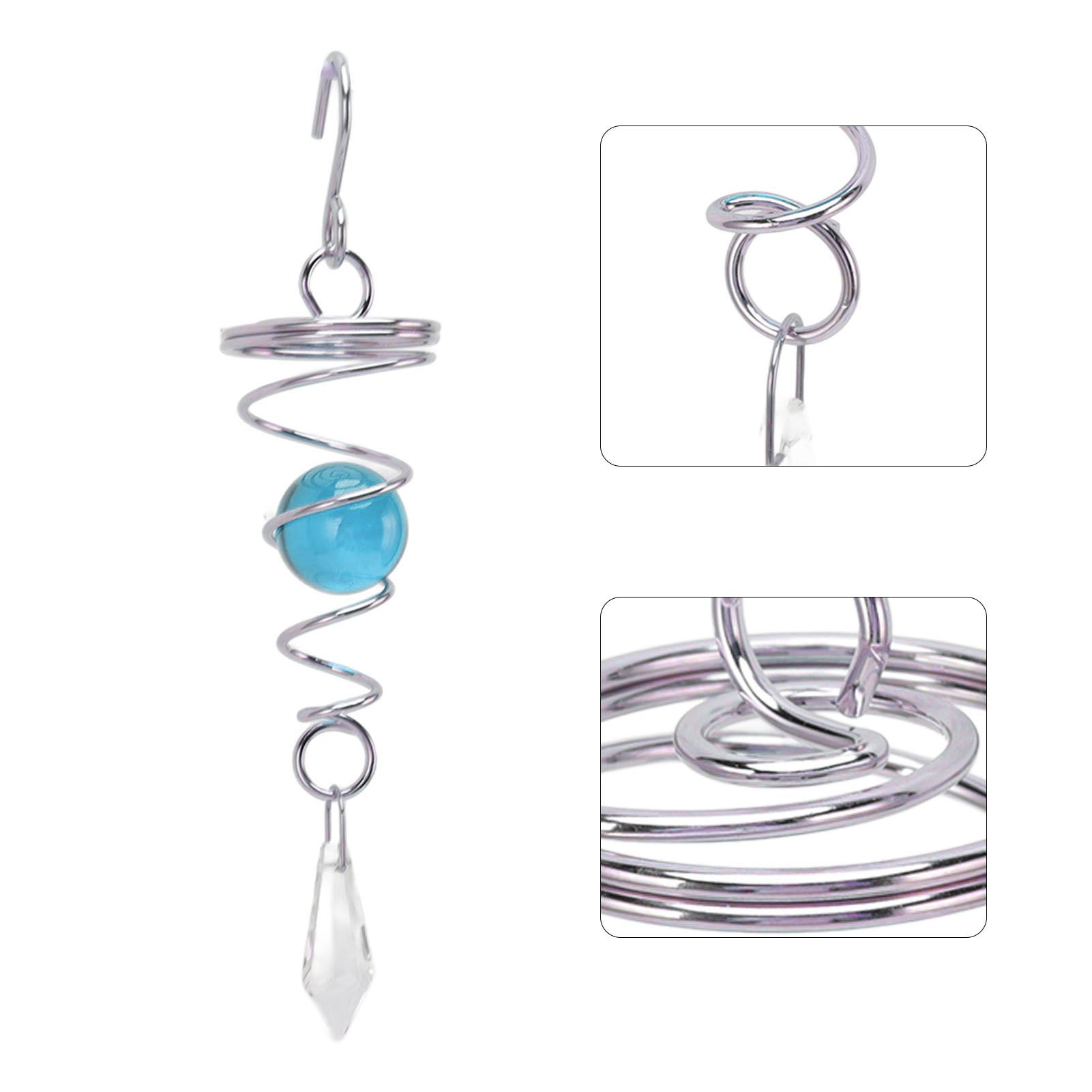 2Pcs Gazing Ball Spiral Tail Wind Spinner Stabilizer Stainless Steel Spiral Wind Chimes for Outside Lake Blue - Image 8