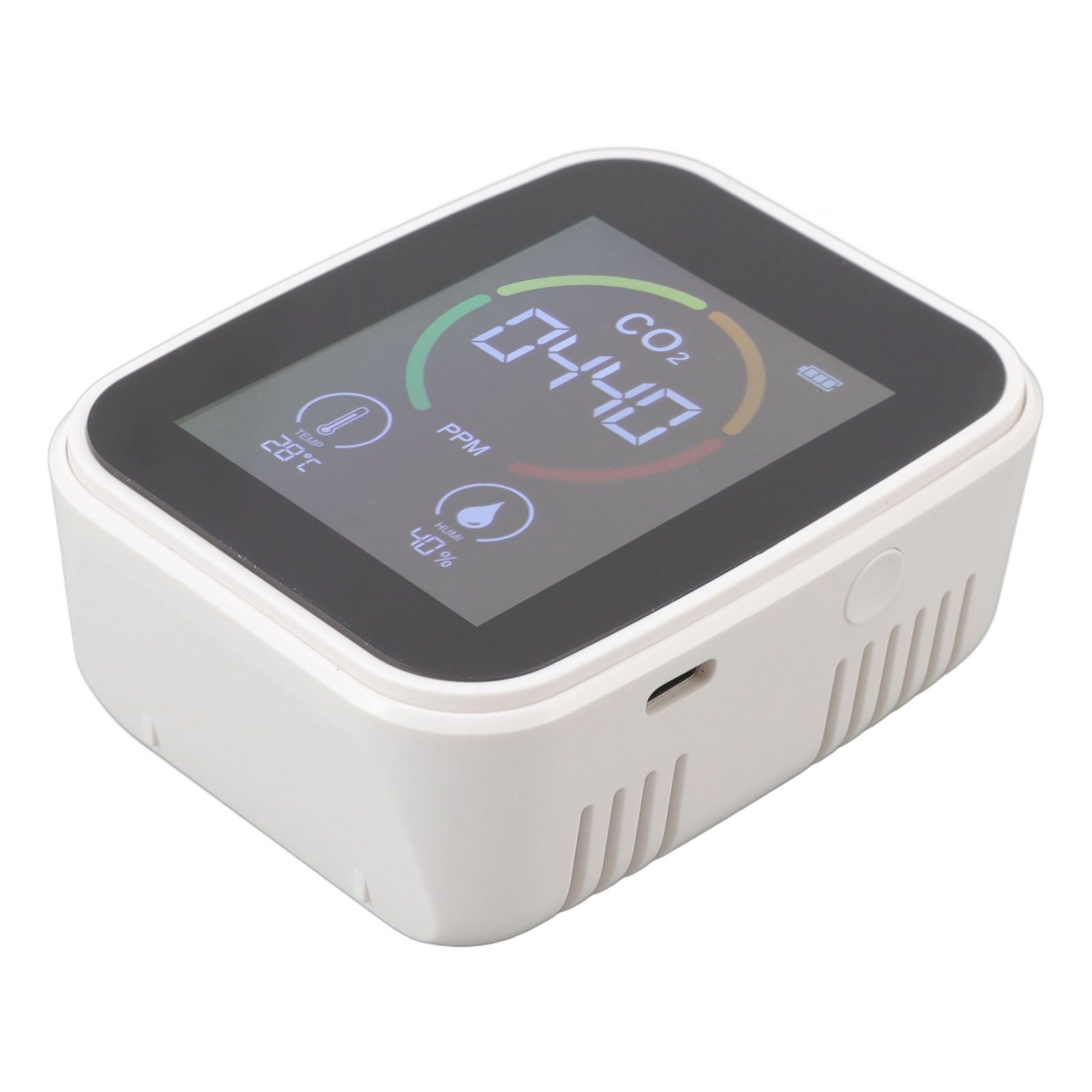 Indoor Air Quality Monitor Co2 Carbon Dioxide Detector TVOC Air Temperature Humidity Quality Detector White - Image 2