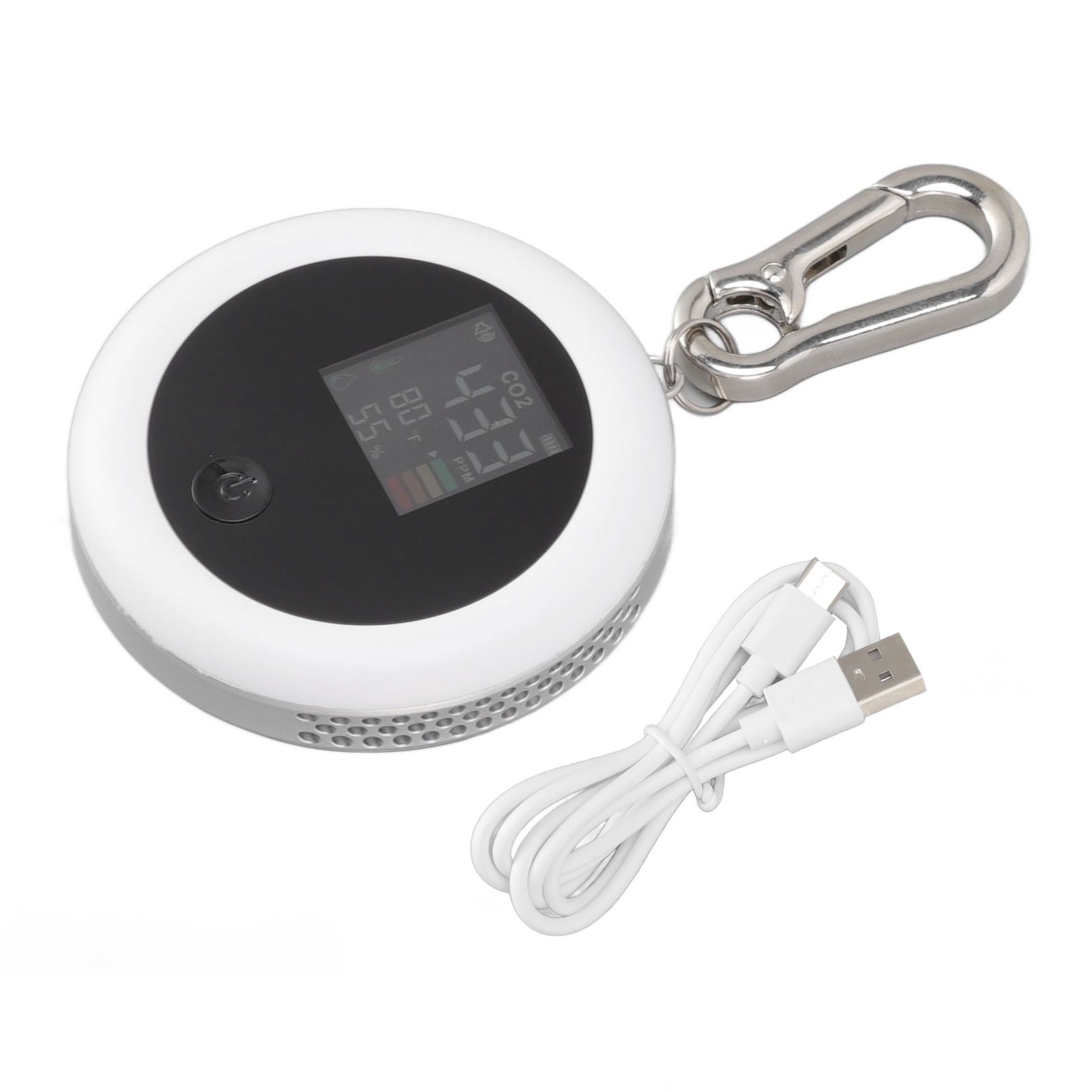 Infrared Mini CO2 Detector 3 in 1 Portable LCD Temperature Humidity Air Analyzer for Home Indoor Travel White - Image 1