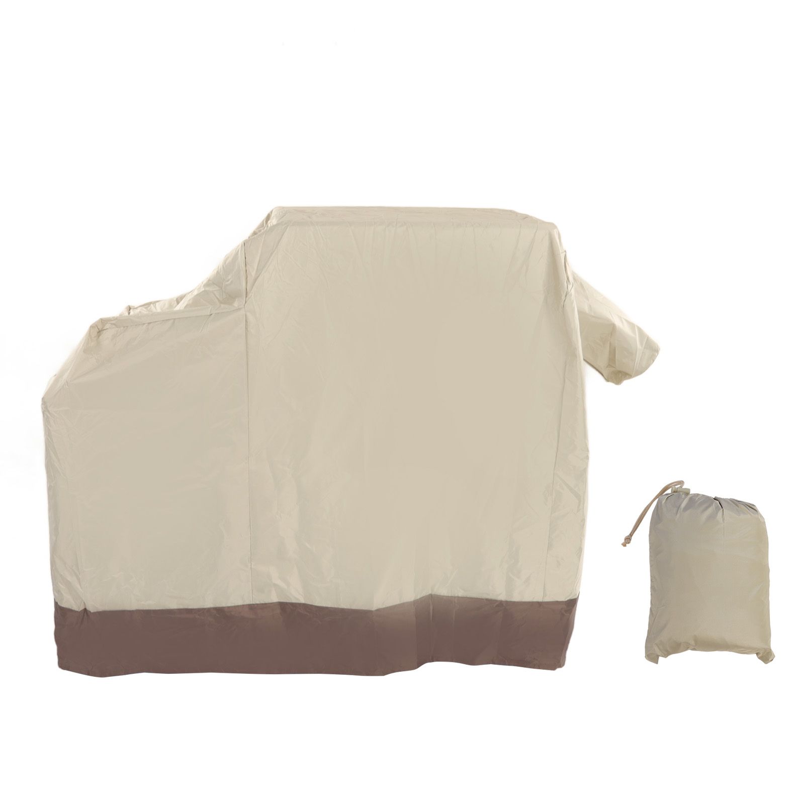 Grill Cover 420D Silver Coated Oxford Cloth Barbecue Cover Waterproof Dustproof Outdoor BBQ Grill Cover Beige Brown 104x68.5x124cm - Image 1
