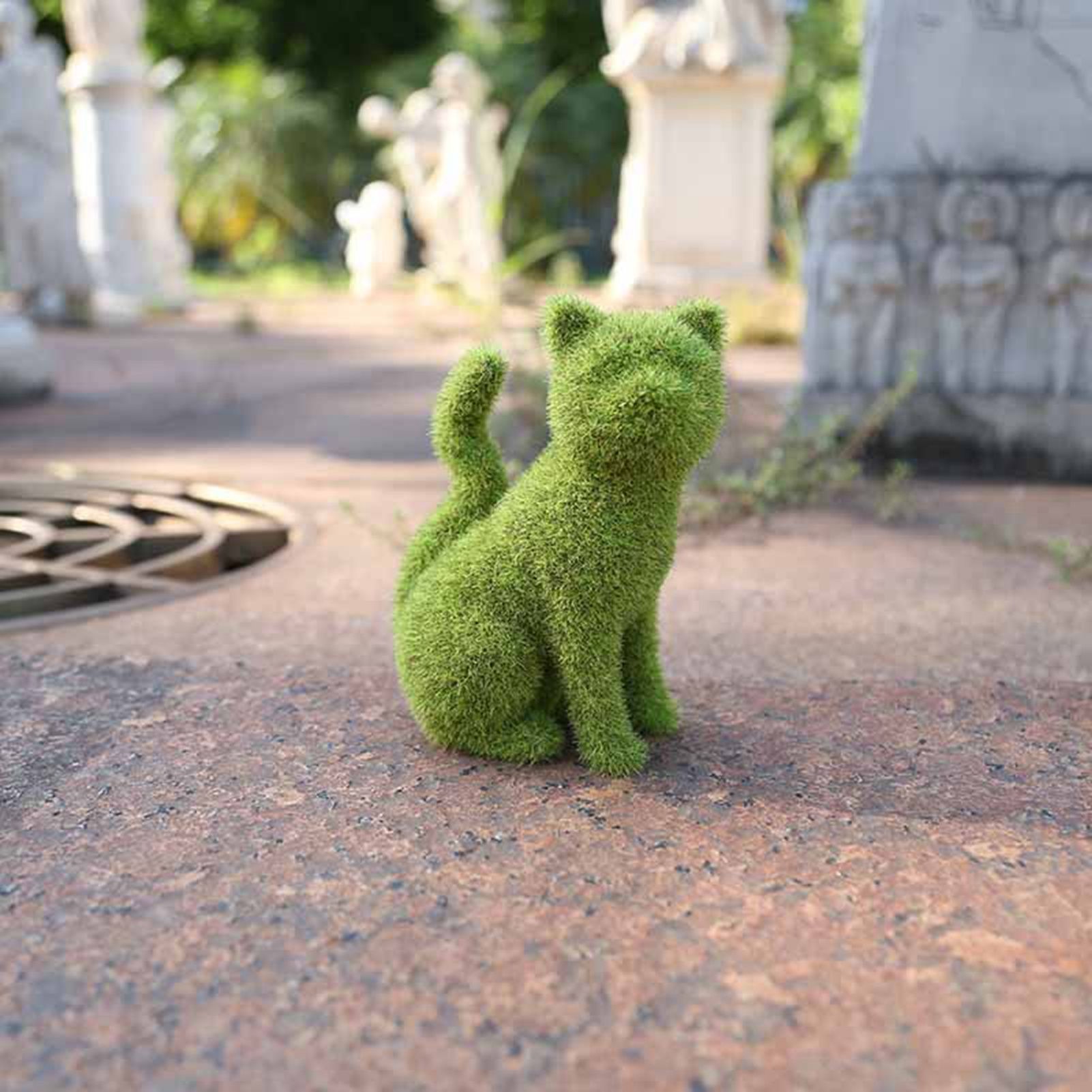 Flocked Animal Statue European Style Handcrafted Resin Simulation Moss Flocked Figurine for Garden Type B - Image 3