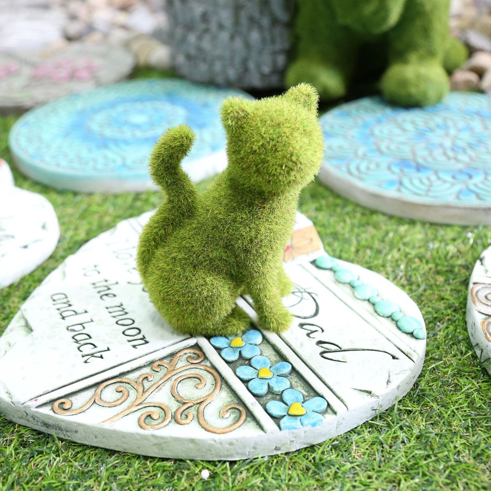 Flocked Animal Statue European Style Handcrafted Resin Simulation Moss Flocked Figurine for Garden Type B - Image 6