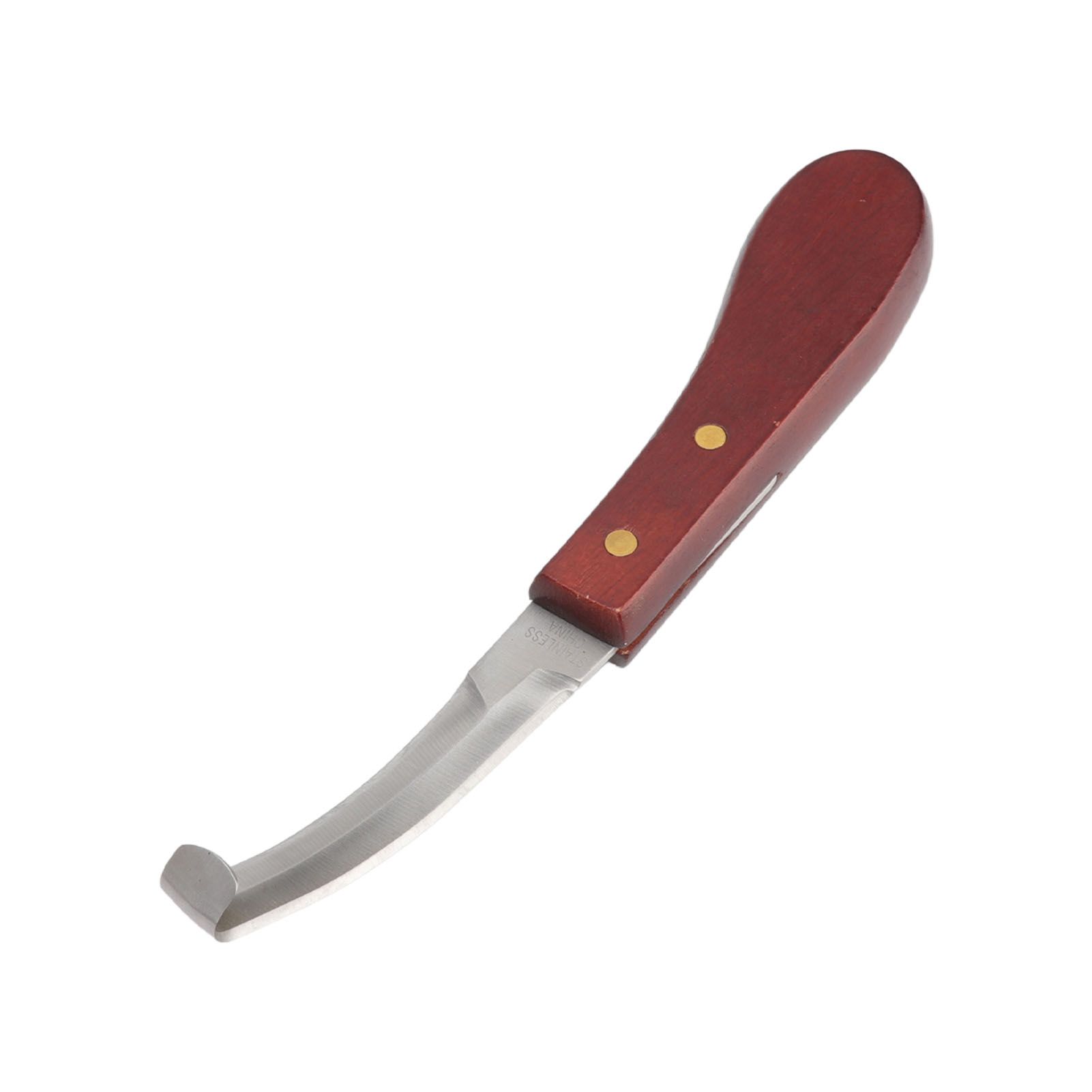 Hoof Knife Razor Stainless Steel Double Sided Blade Ergonomic Wooden Handle Hoof Edge Knife for Horse Hoof Trimming - Image 2
