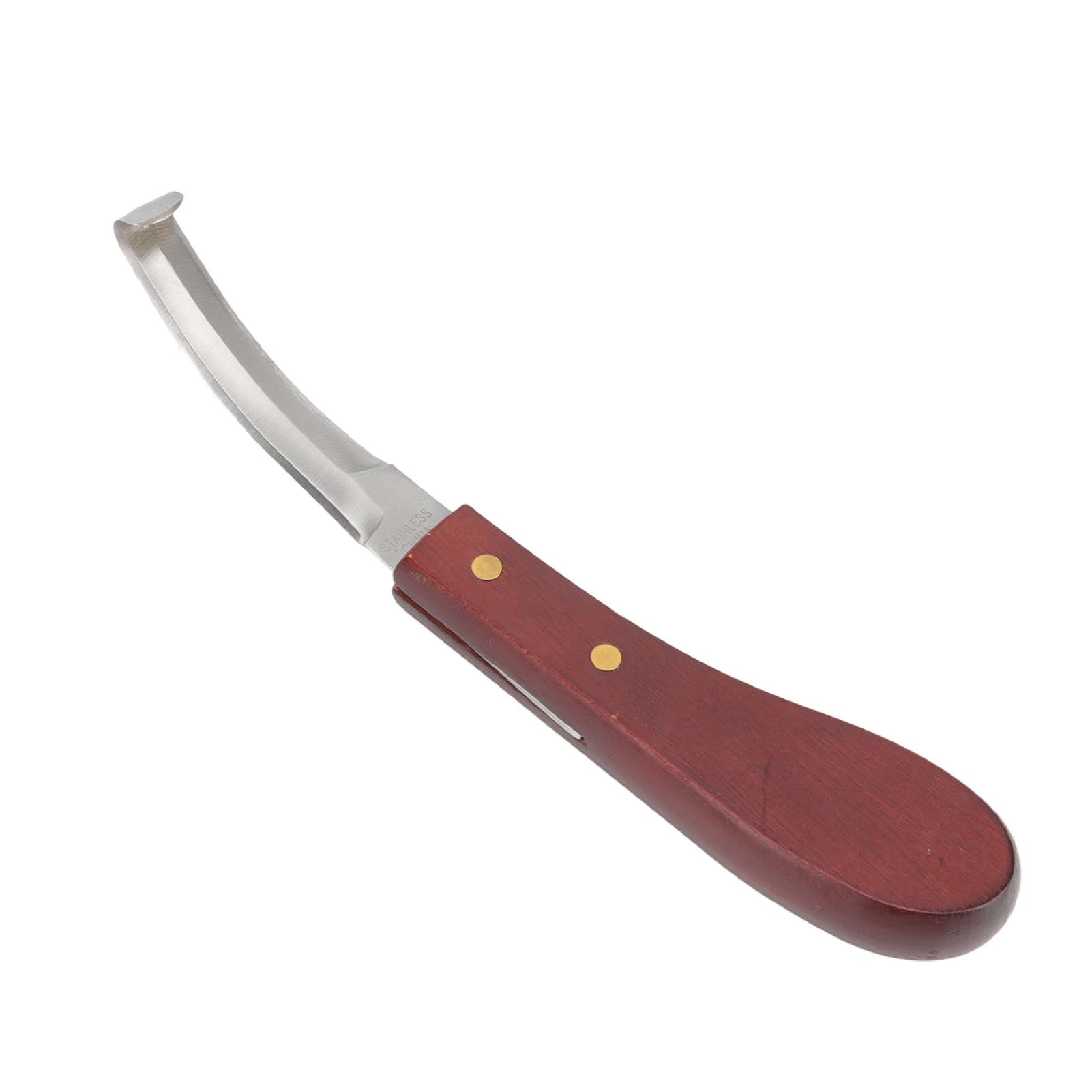 Hoof Knife Razor Stainless Steel Double Sided Blade Ergonomic Wooden Handle Hoof Edge Knife for Horse Hoof Trimming - Image 3