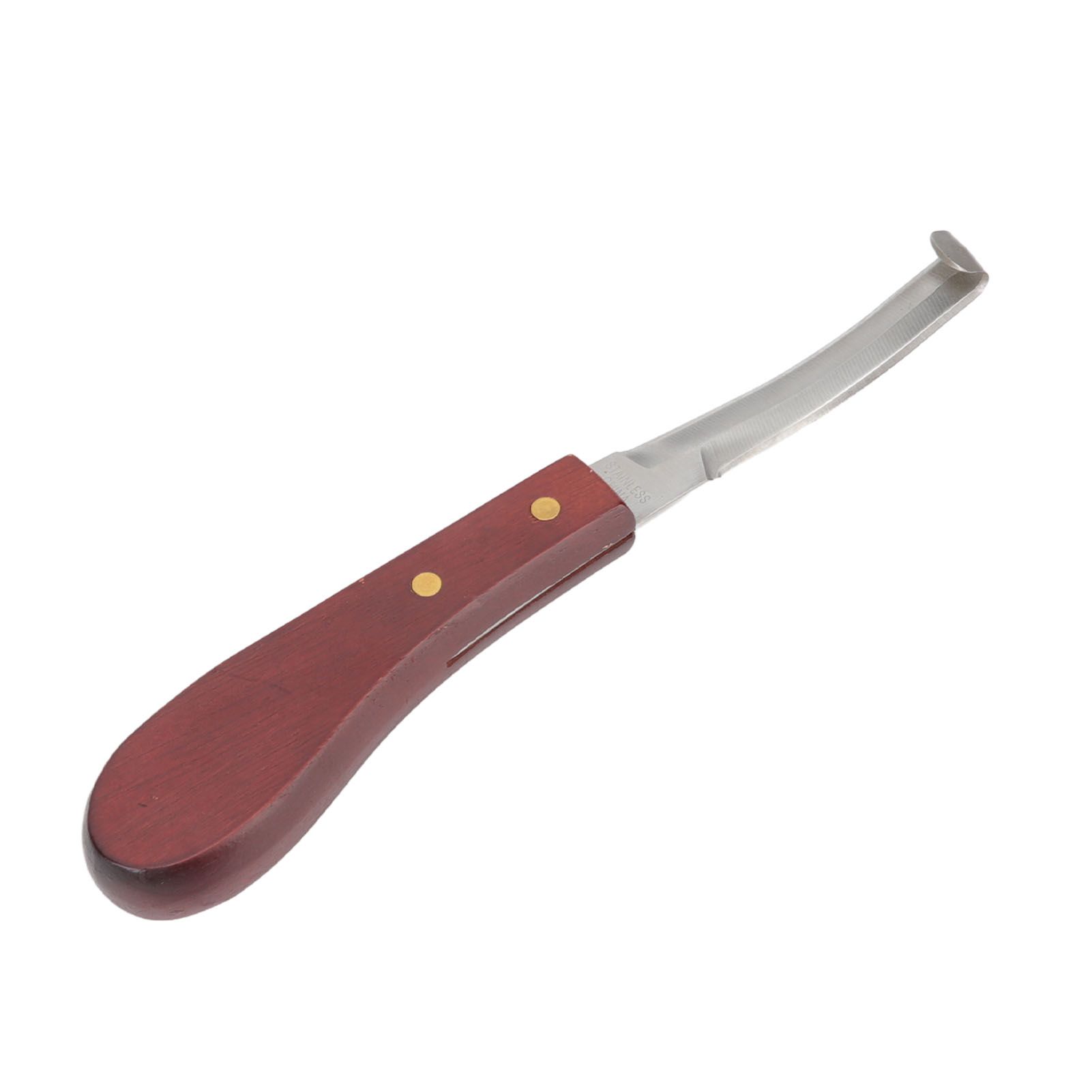 Hoof Knife Razor Stainless Steel Double Sided Blade Ergonomic Wooden Handle Hoof Edge Knife for Horse Hoof Trimming - Image 4