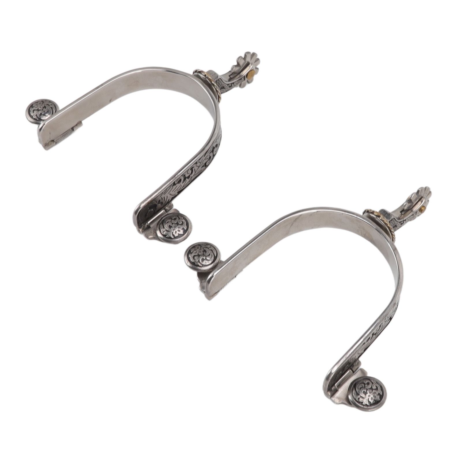 One Pair Boot Spurs Stainless Steel Vintage Leaf Patterned Western Cowboy Spurs for Outdoor - Image 3