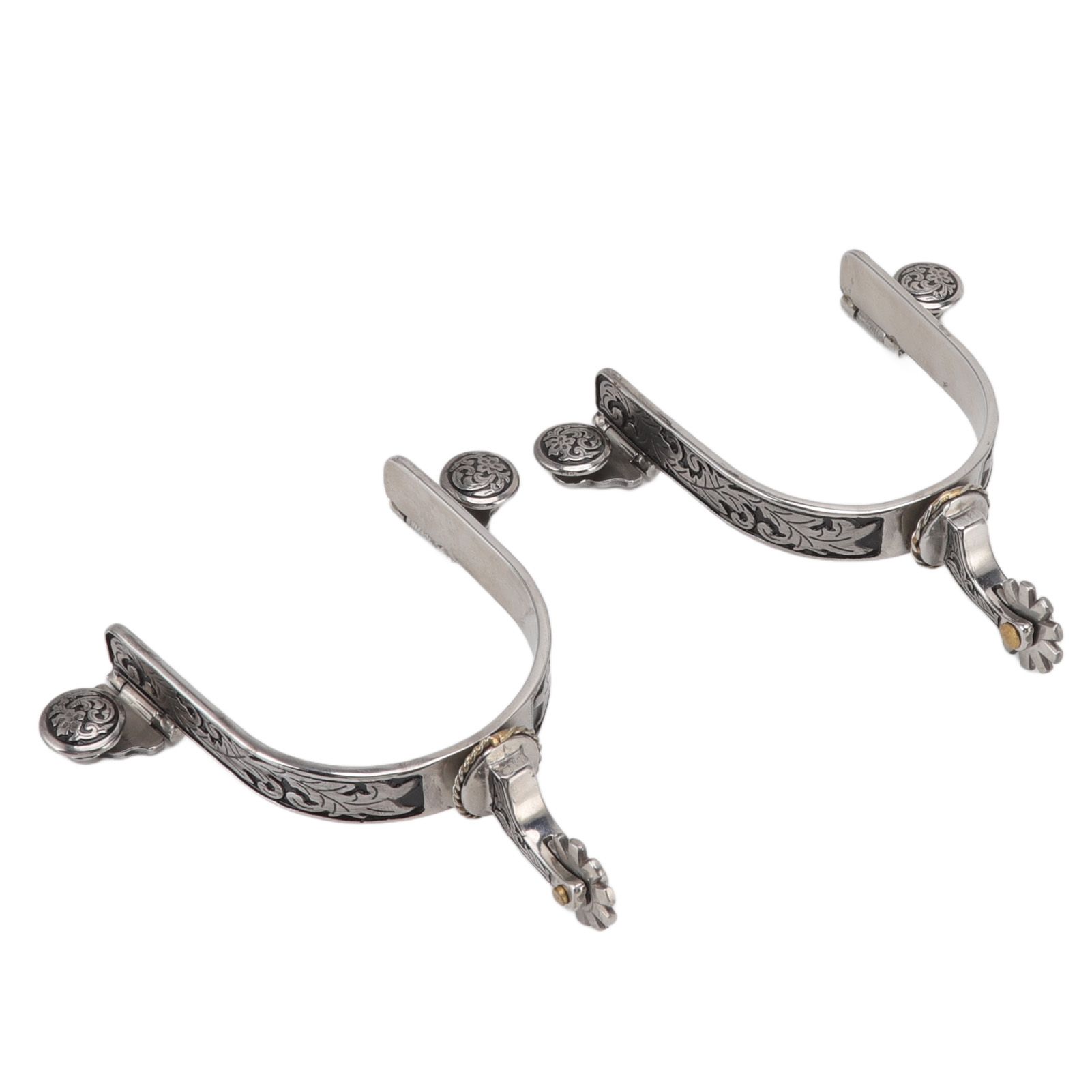 One Pair Boot Spurs Stainless Steel Vintage Leaf Patterned Western Cowboy Spurs for Outdoor - Image 5