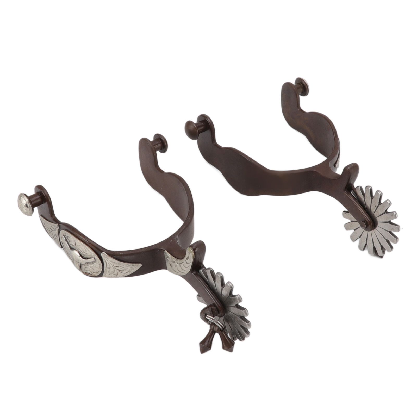 2 PCS Cowboy Horse Spurs Outdoor Garden Retro Spurs Saddlery Equipment with Cow Icon - Image 1