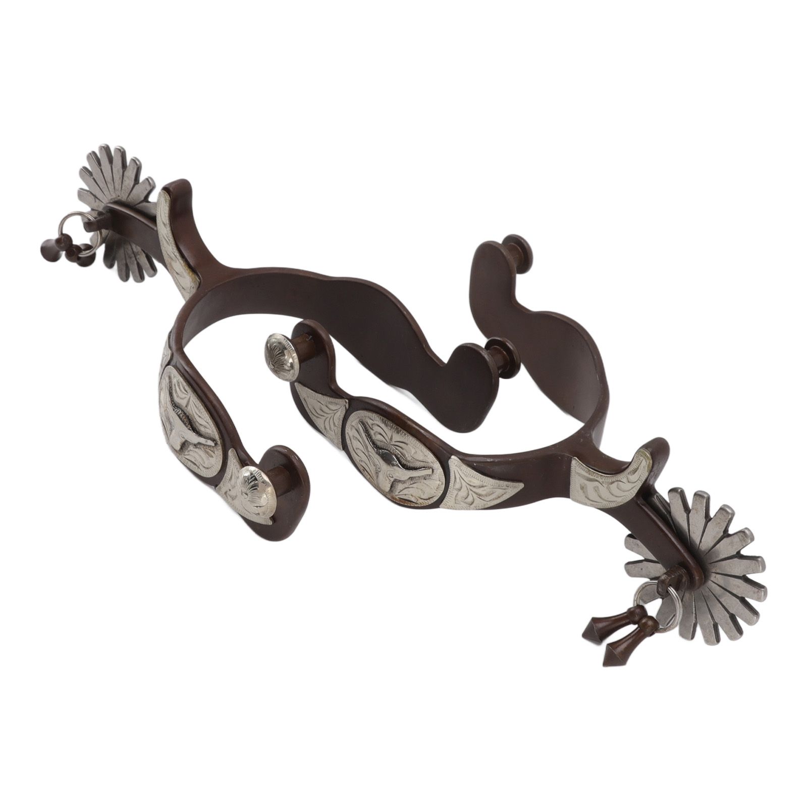 2 PCS Cowboy Horse Spurs Outdoor Garden Retro Spurs Saddlery Equipment with Cow Icon - Image 2