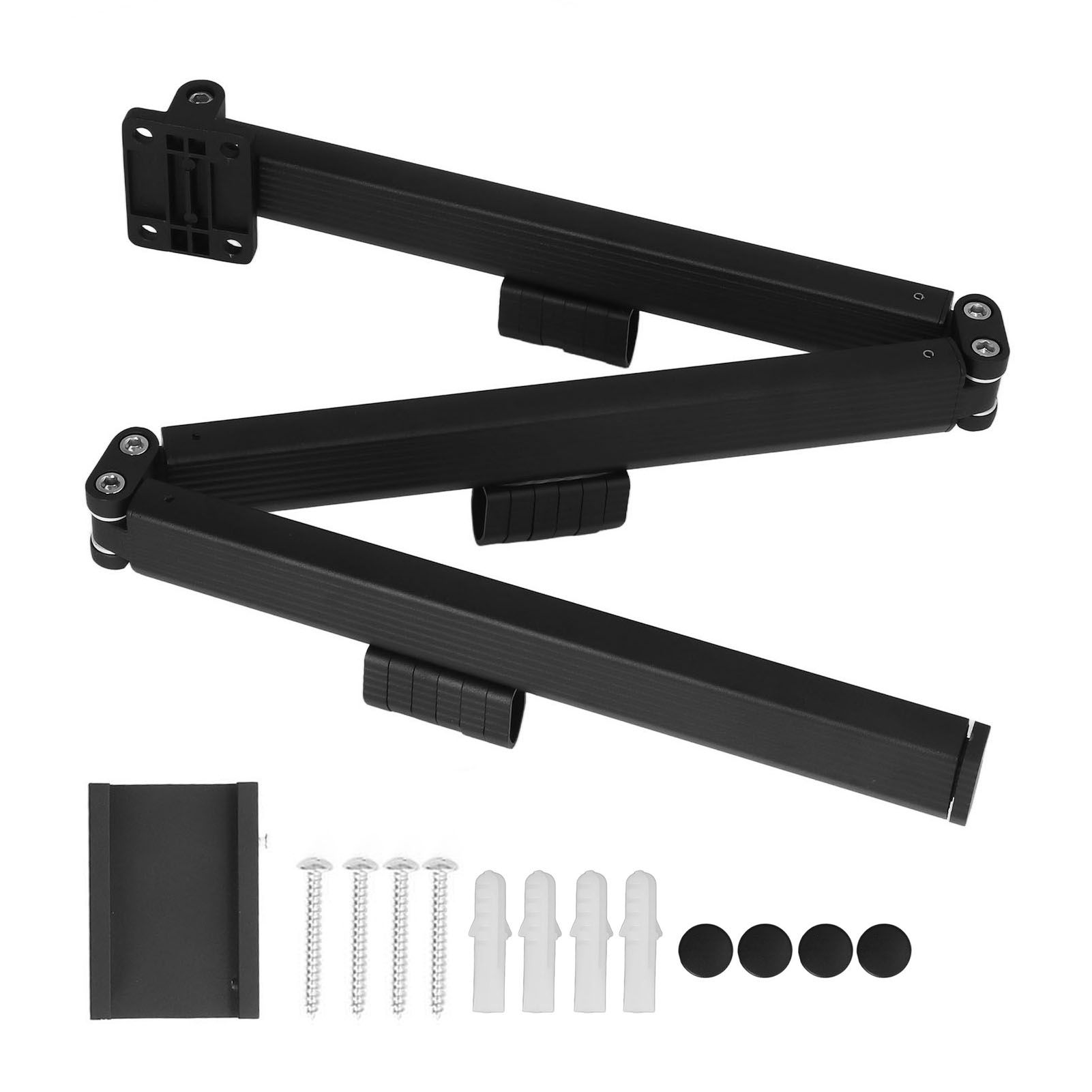Laundry Drying Rack Retractable 3 Folding Wall Mounted Clothes Drying Rack for Entrance Bedroom Laundry Room Black - Image 1