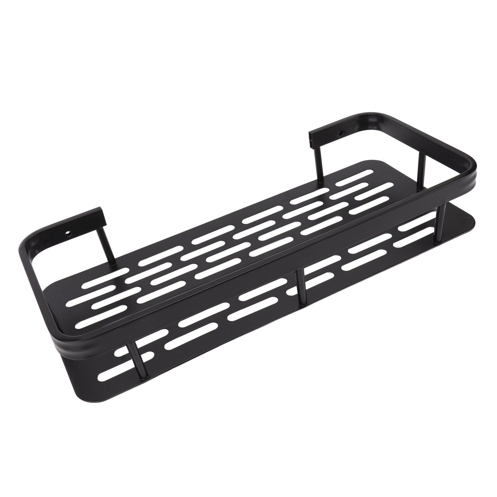 Shower Caddy Single Tier Durable Aluminium Rustproof Sticker Installation Shower Shelf for Bathroom Bedroom Kitchen Black - Image 2